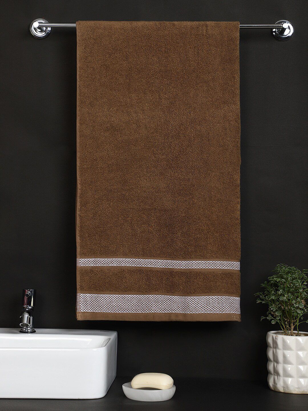 Raymond Home Adults Brown Solid 380 GSM Cotton Bath Towel Price in India