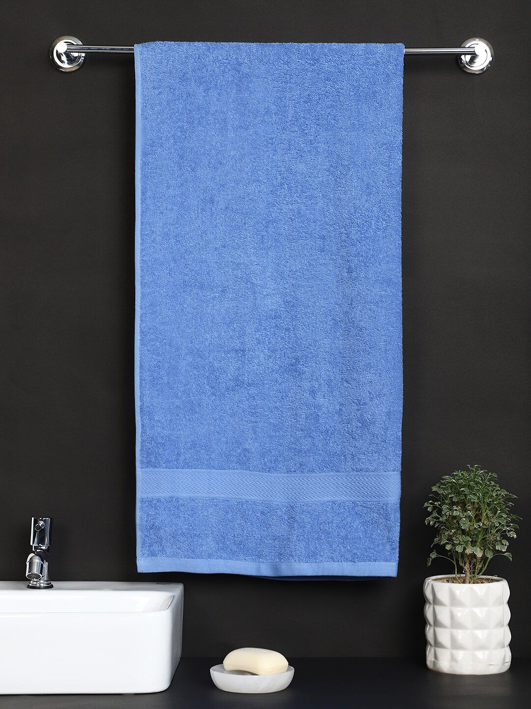 Raymond Home Blue Solid 380 GSM Pure Cotton Bath Towel Price in India