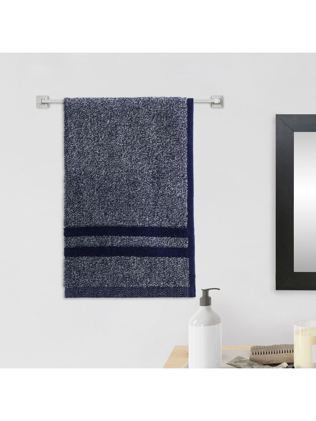 Home Centre Unisex Blue Textured 450 GSM Cotton Hand Towels Price in India