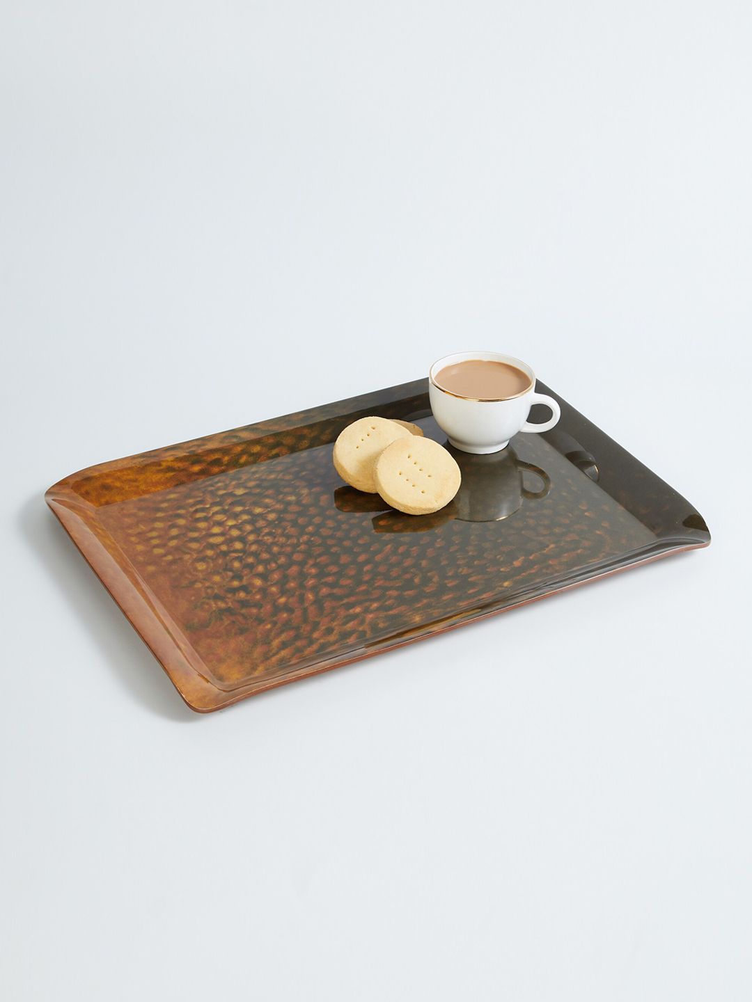 Home Centre Brown Printed Rectangular Melamine Serving Tray Price in India