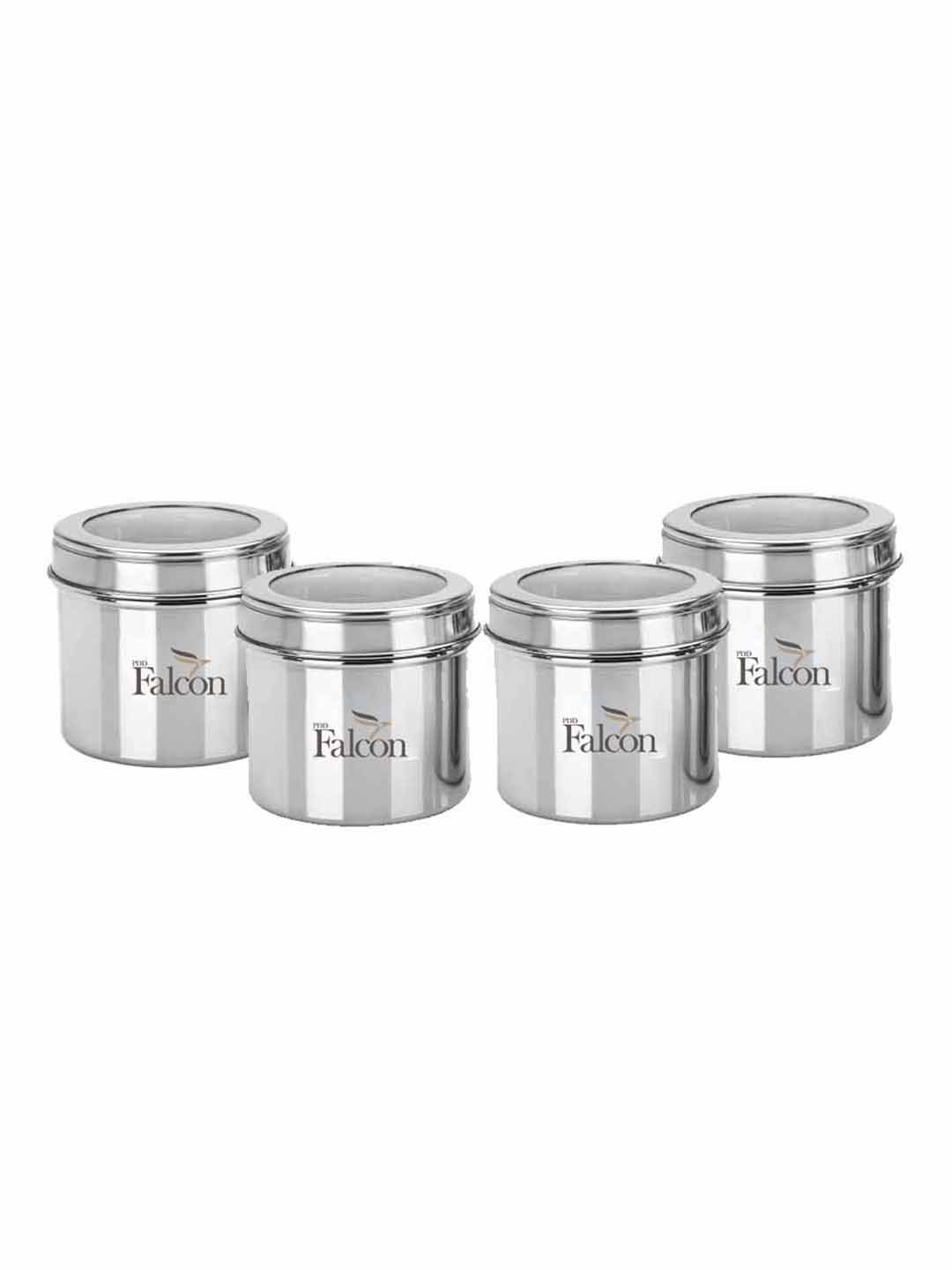 PDDFALCON Set Of 4 Silver-Toned Solid Kitchen Storage Canisters Price in India