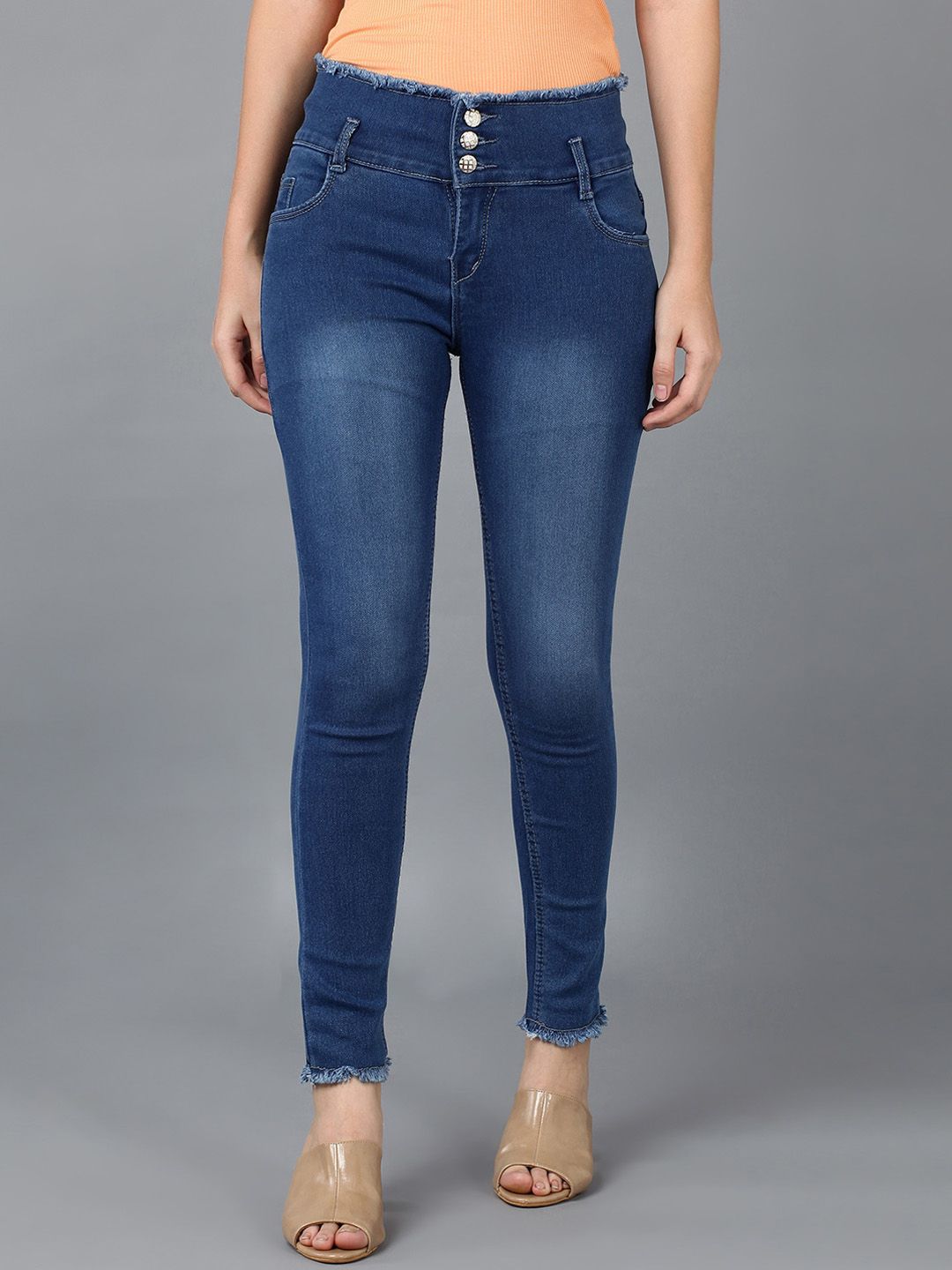 F2M Women Blue Slim Fit High-Rise Light Fade Stretchable Jeans Price in India