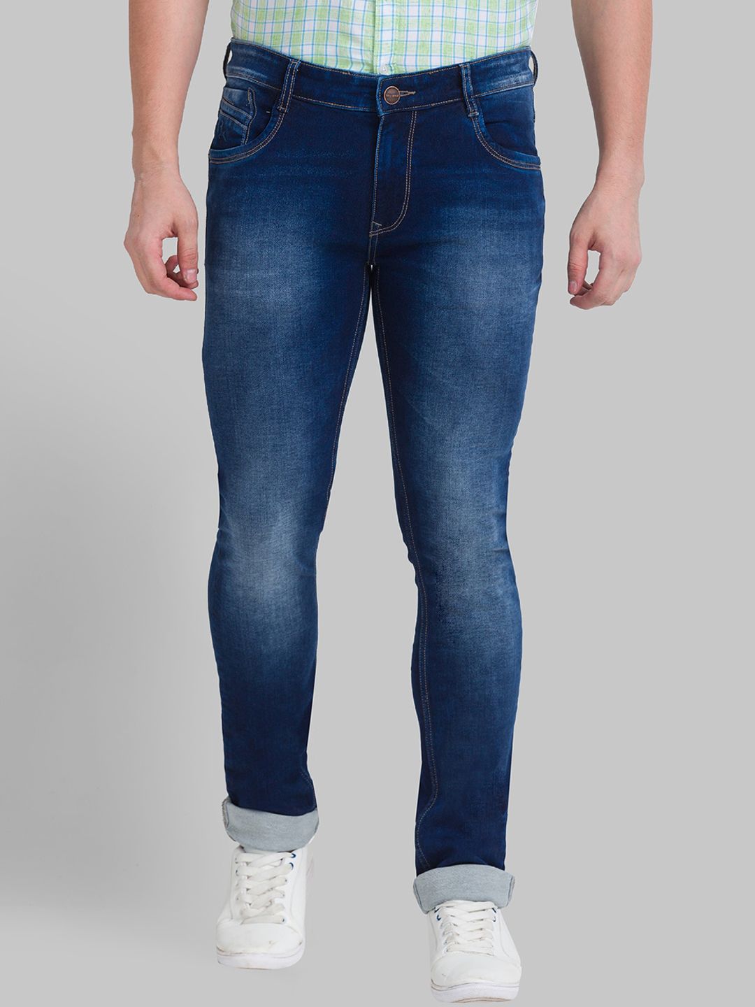 Parx Men Blue Skinny Fit Heavy Fade Jeans