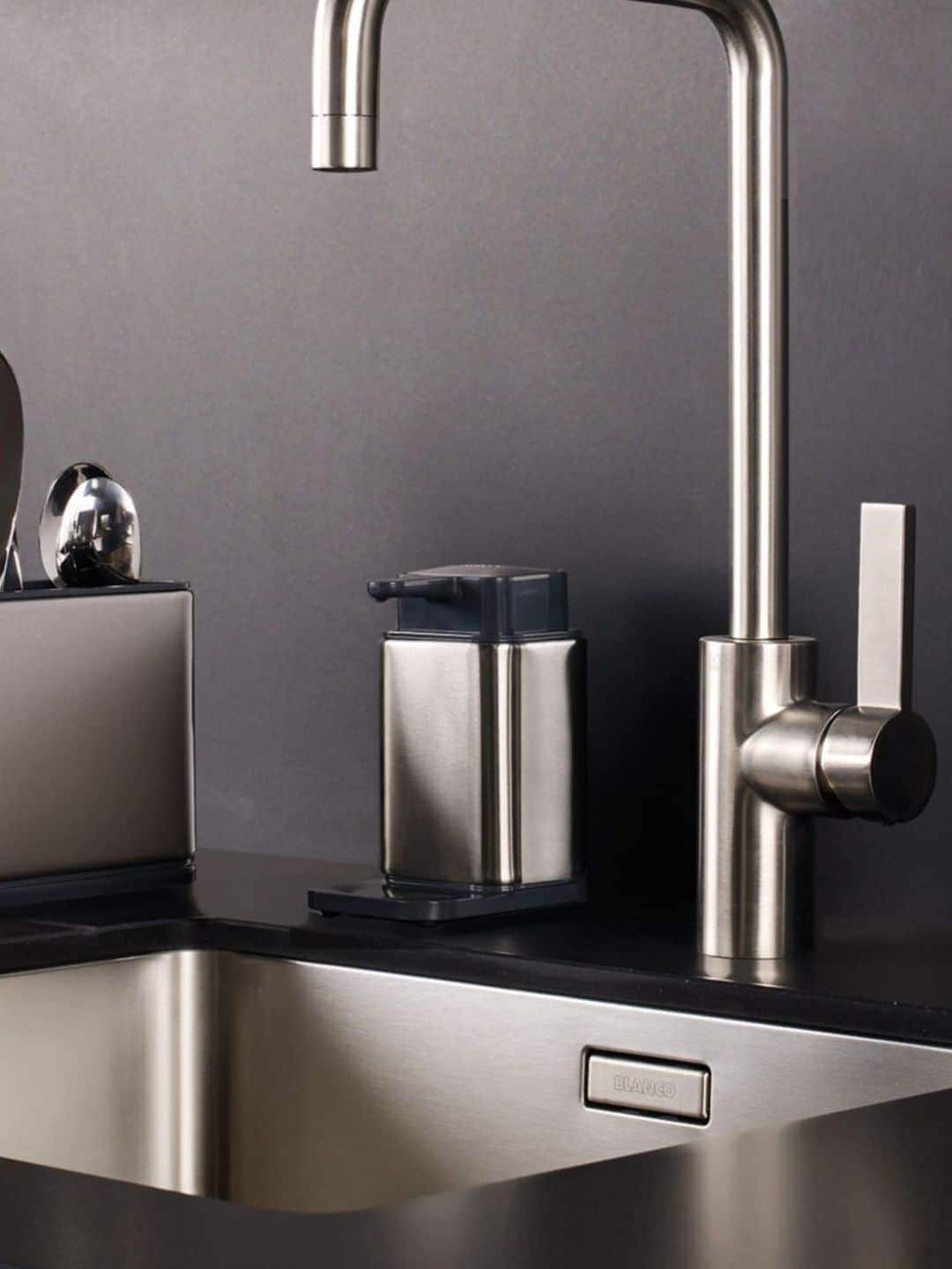 Joseph Joseph Grey & Silver-Toned Solid Stainless-Steel Soap Dispenser Price in India