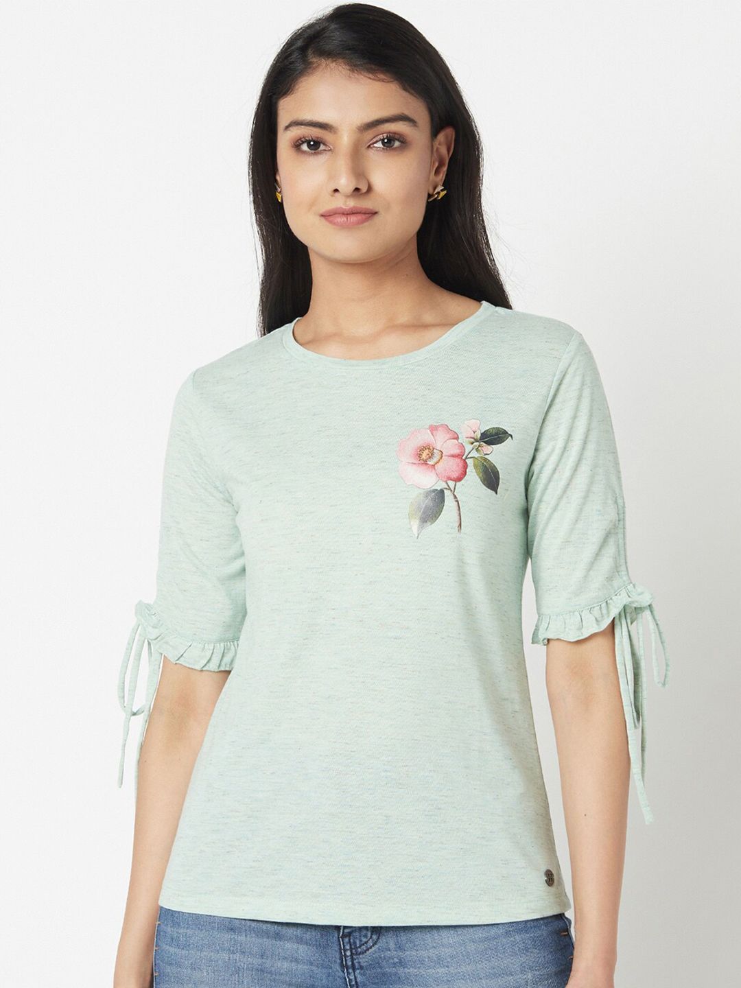 Miss Grace Green Floral Print Top Price in India