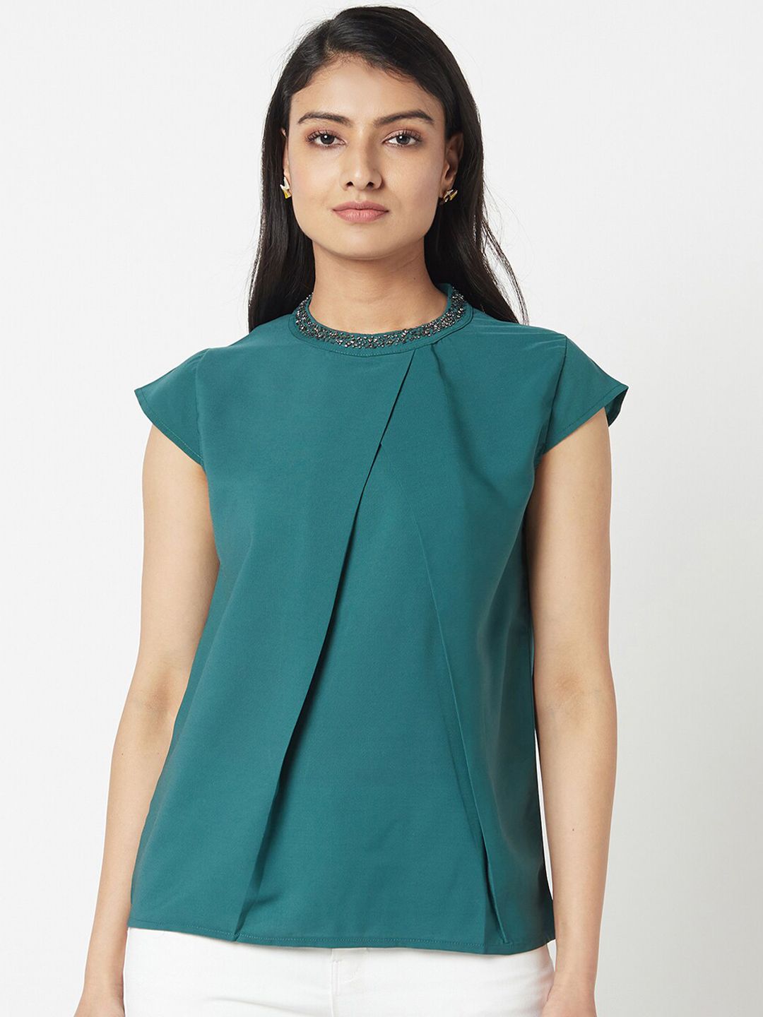 Miss Women Grace Green Solid Top Price in India