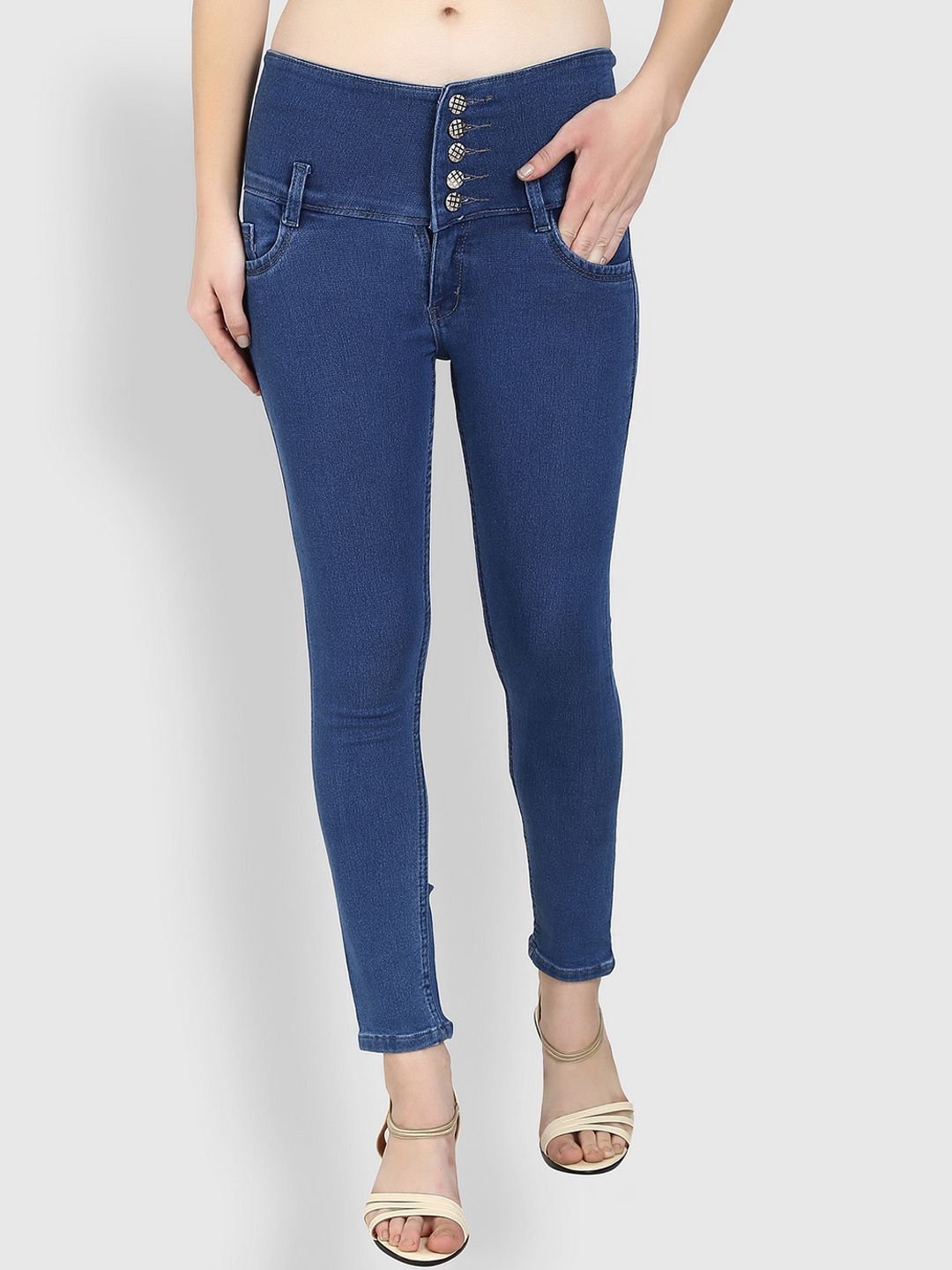 F2M Women Blue Slim Fit High-Rise Stretchable Jeans Price in India