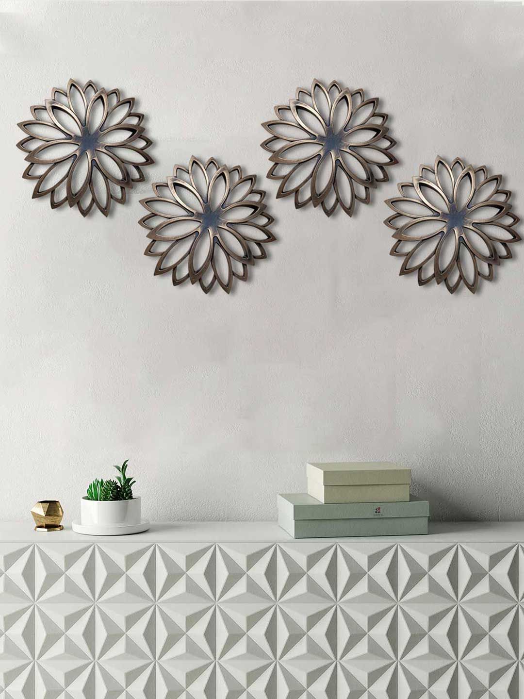 Art Street Set Of 4 Sunflower Decorative Plastic Plate Wall Dcor Price in India