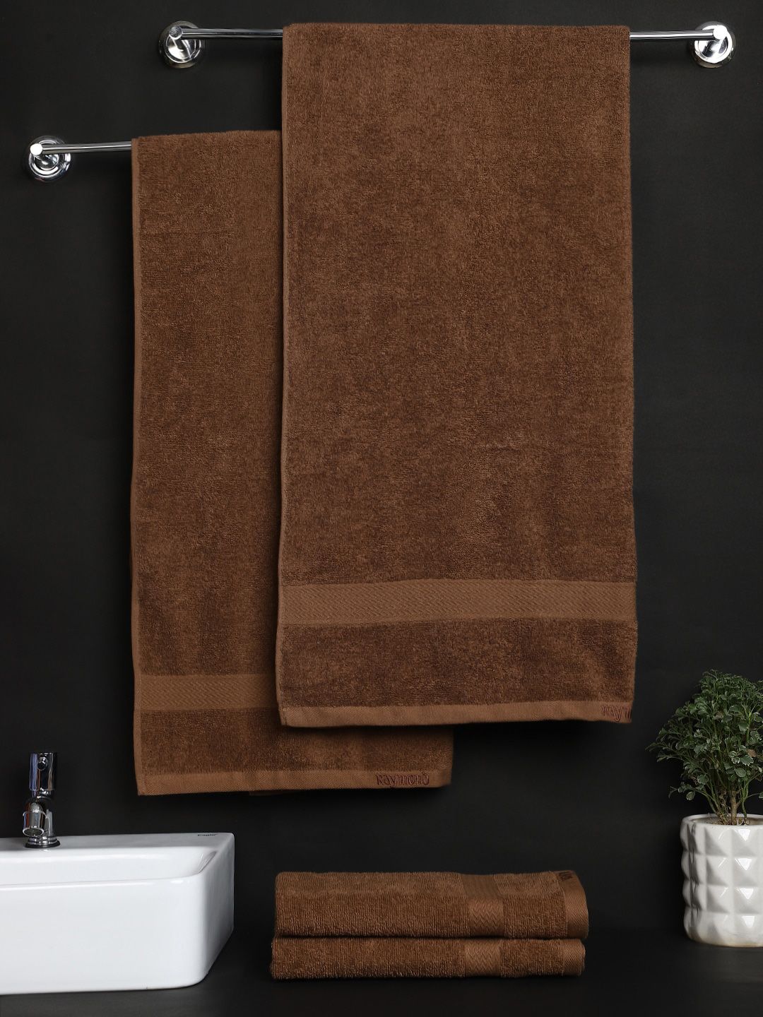 Raymond Home Set Of 2 Bath Towel & 2 Hand Towel Pure Cotton 380 GSM Towel Set Price in India