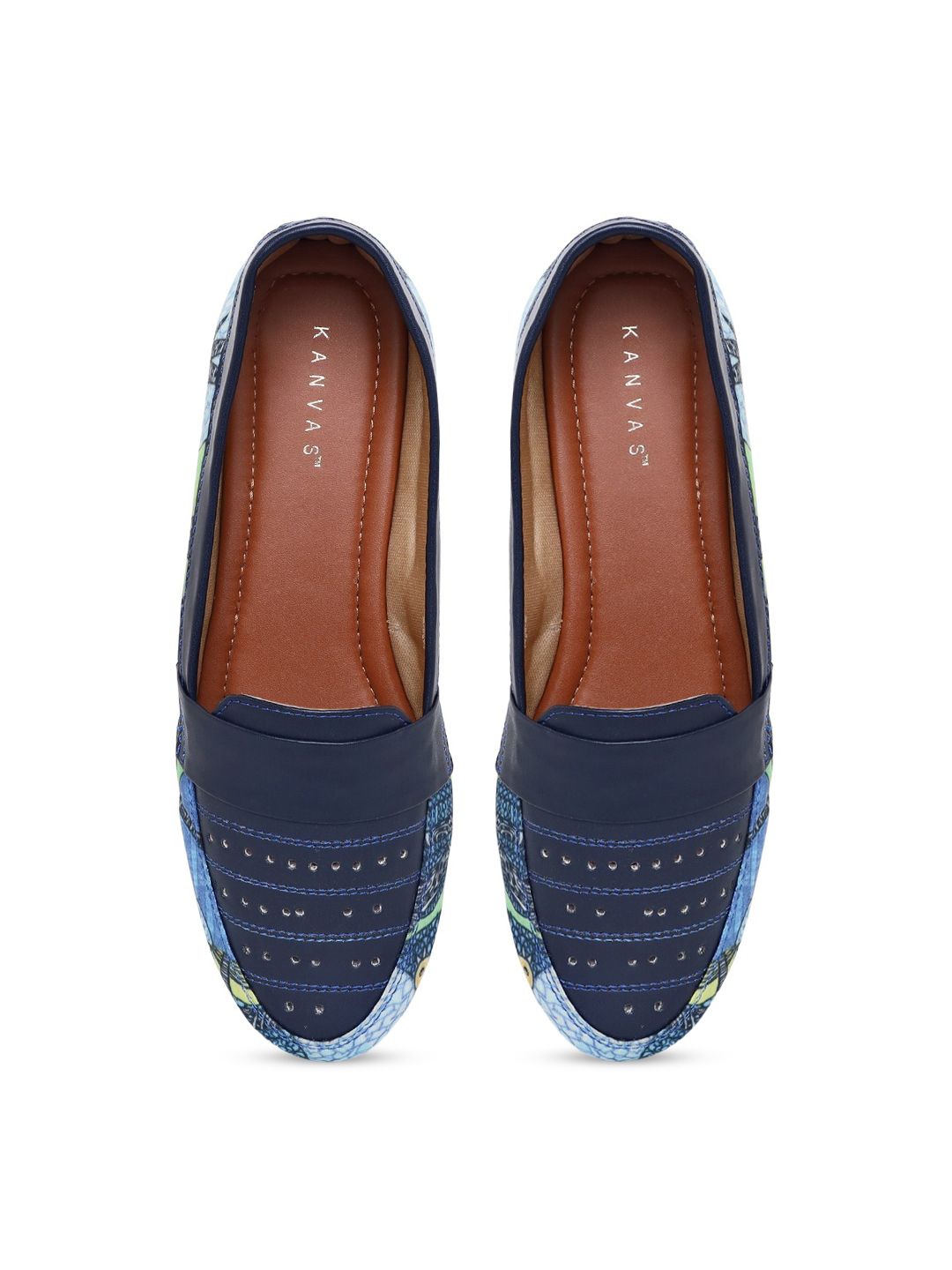 Kanvas Women Blue Printed Slip-On Sneakers Price in India