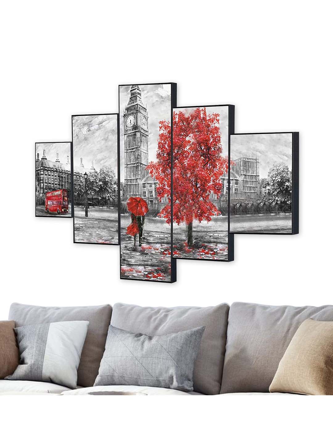 Perpetual Set of 5 Modern Art 3D Scenery Painting Price in India
