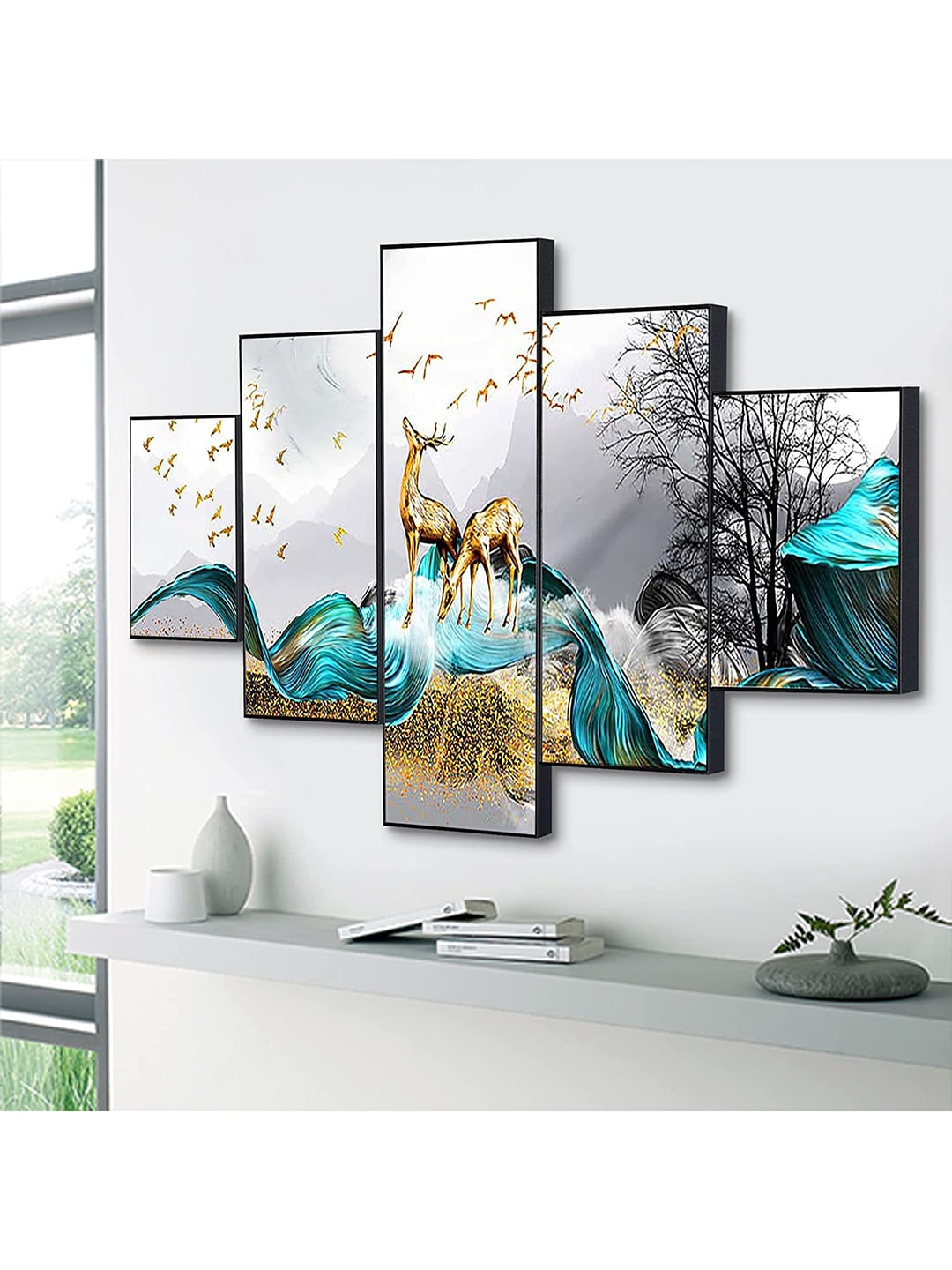 Perpetual Set of 5 Abstract Paintings Price in India