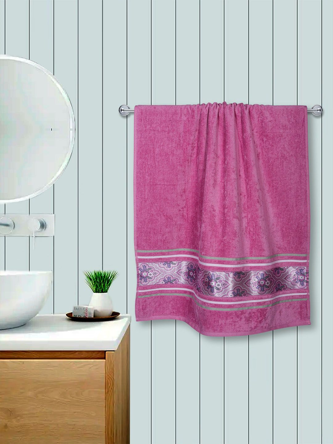 RANGOLI Set Of 2 Purple Solid Cotton 450 GSM Towel Set Price in India