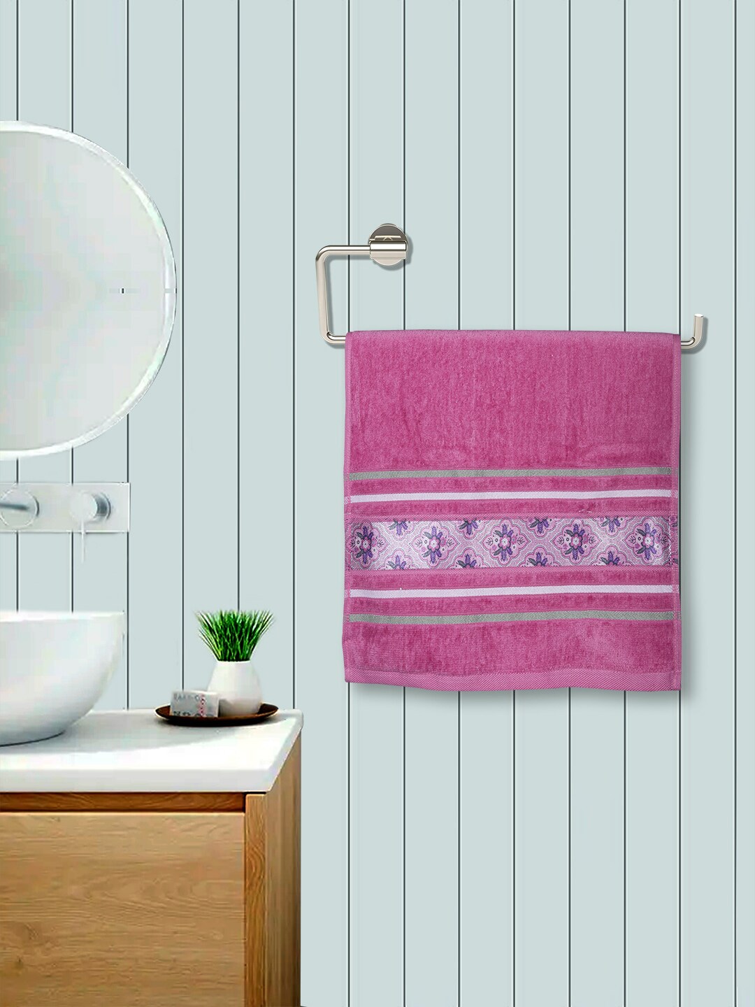 RANGOLI Set Of 2 Purple Solid 450 GSM Cotton Hand Towel Price in India