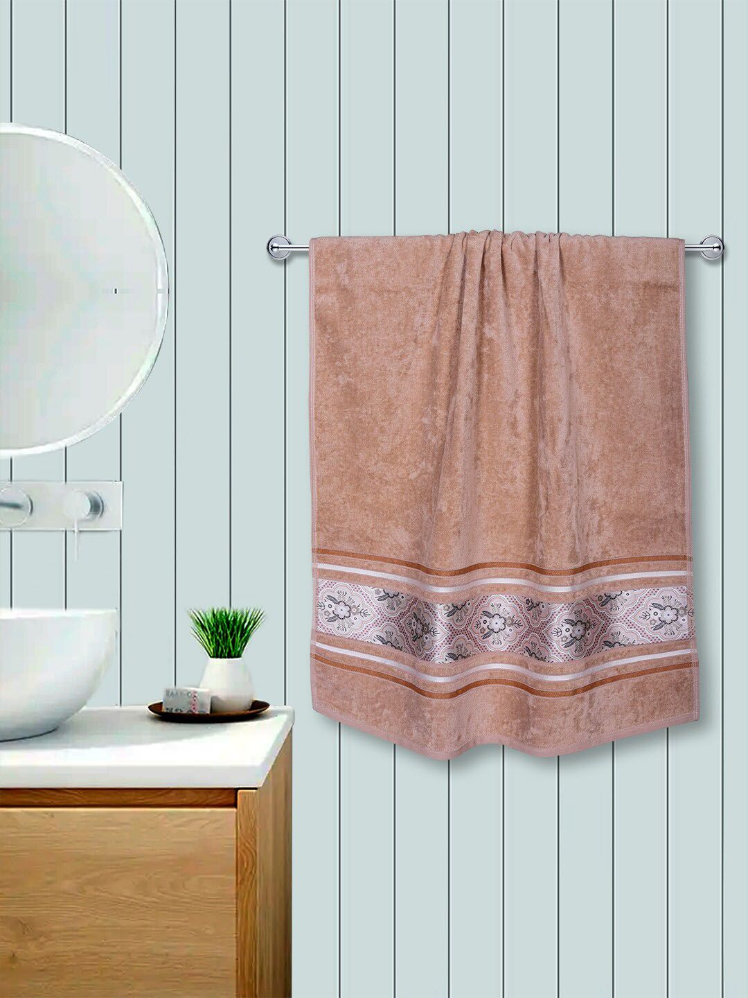 RANGOLI Pack Of 4 Beige Solid 450 GSM Pure Cotton Towel Set Price in India