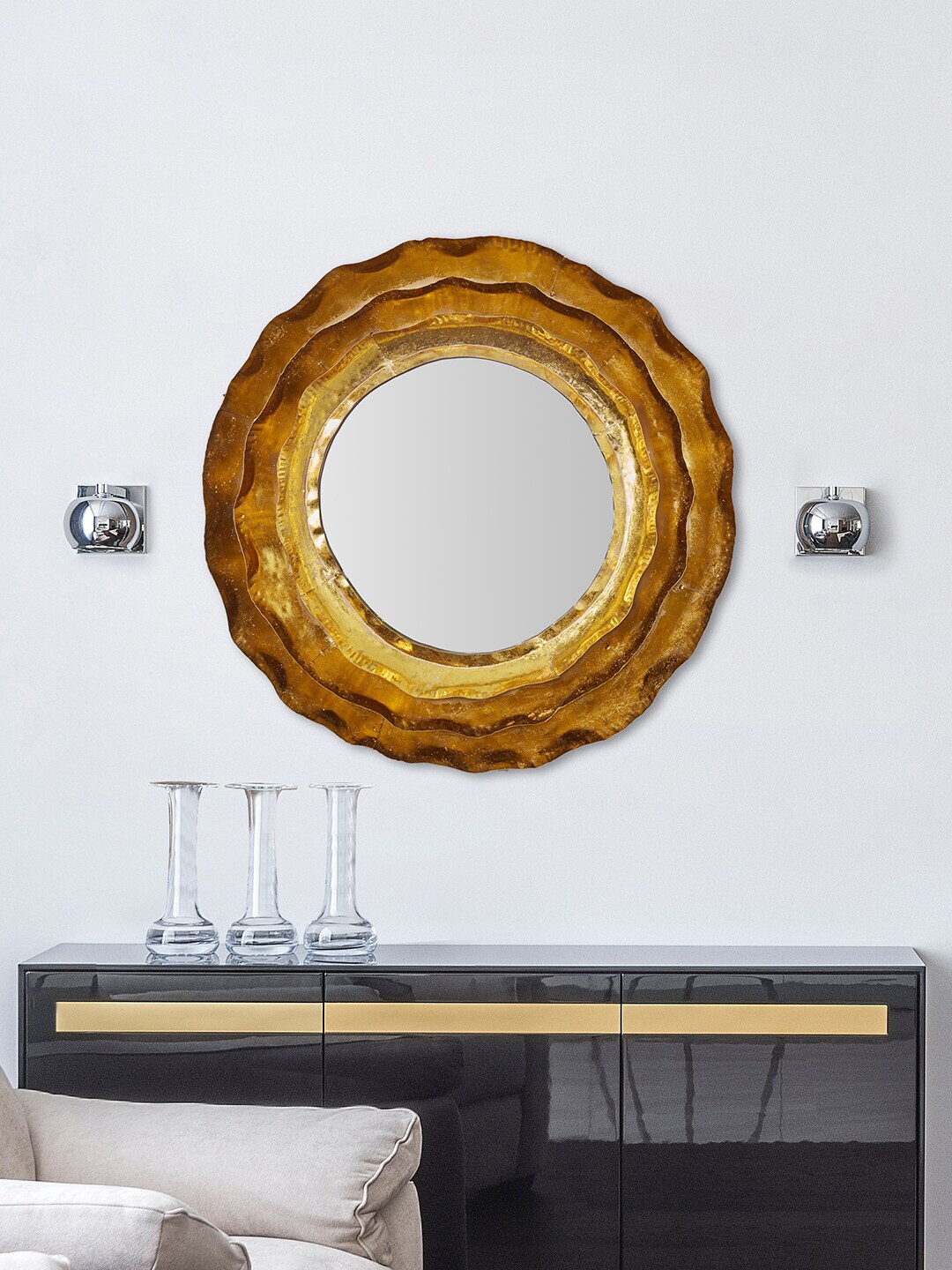 HomeTown Gold-Toned Abstract Shaped Iron Mirrors Price in India