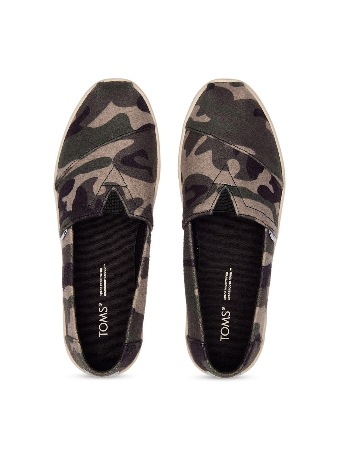 TOMS Women Olive Green Printed Slip-On Sneakers Price in India