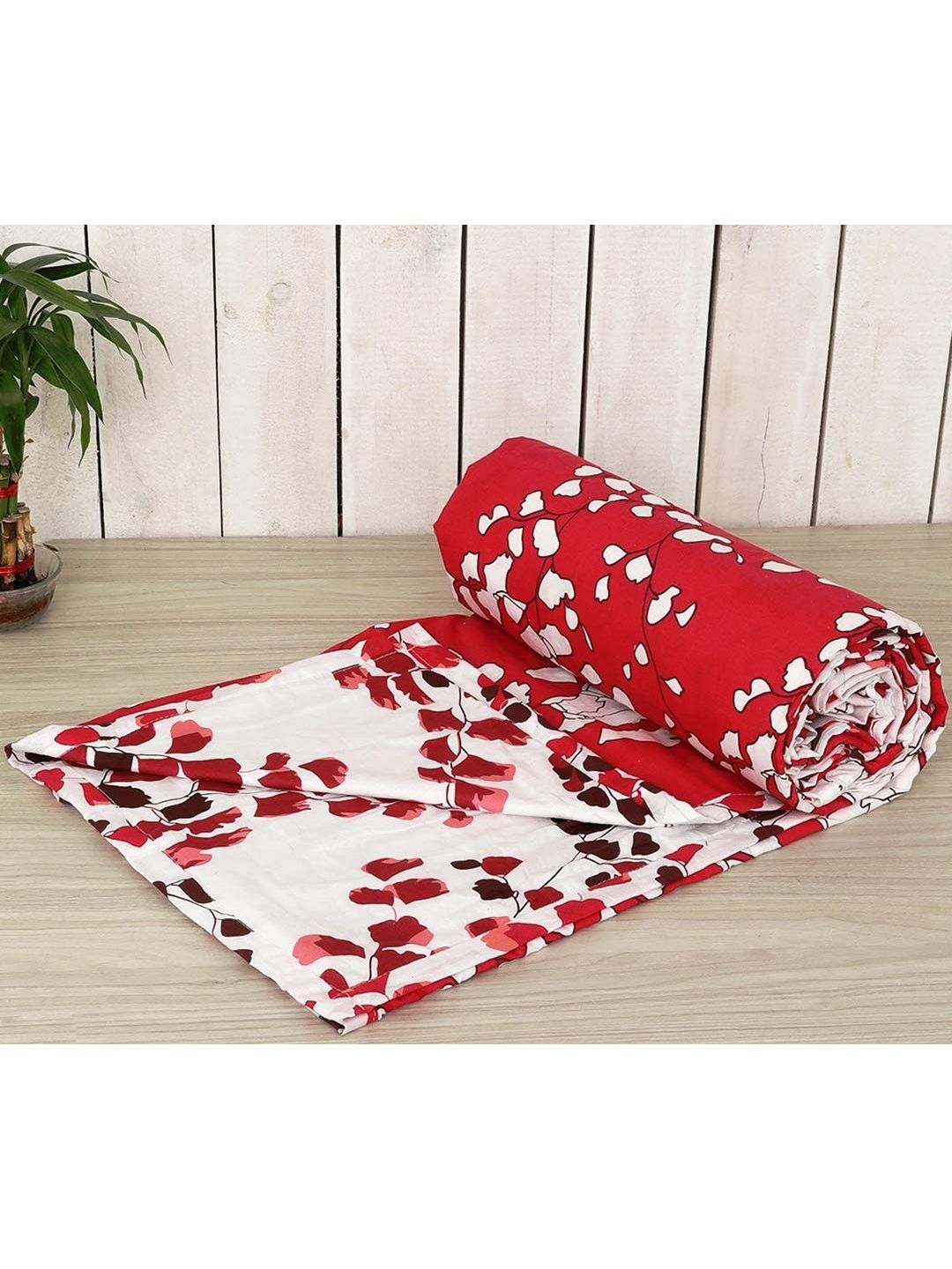 Trance Home Linen Unisex Red & White Blankets Quilts and Dohars Price in India