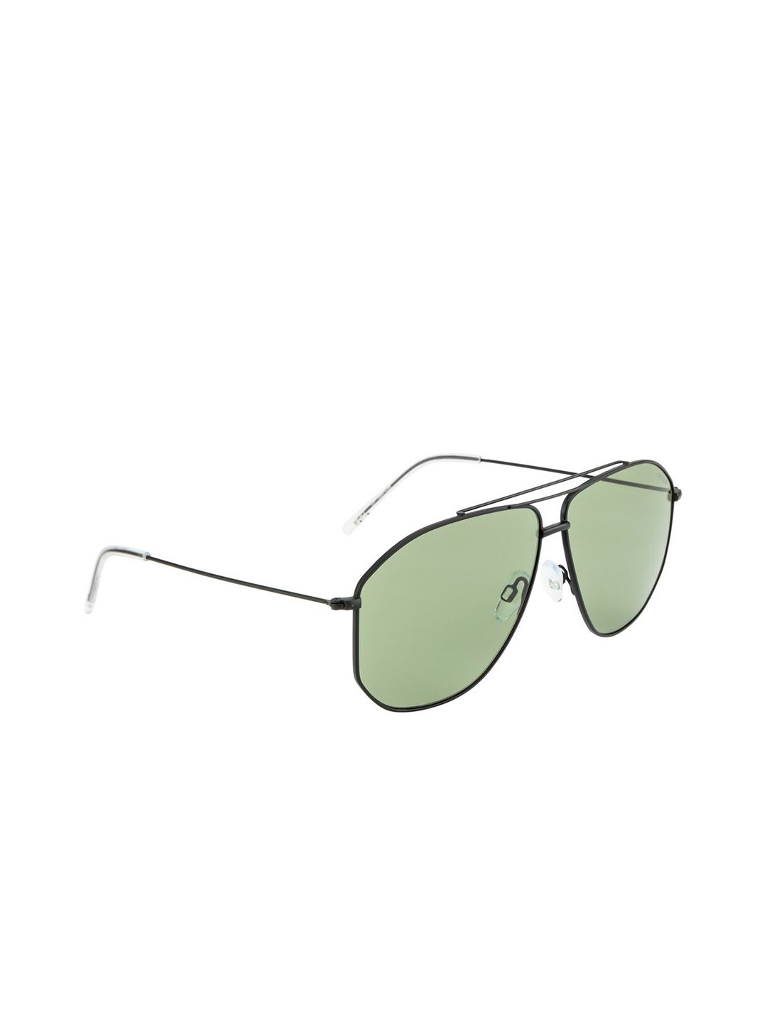 OPIUM Unisex Green Lens & Black Aviator Sunglasses with Polarised and UV Protected Lens