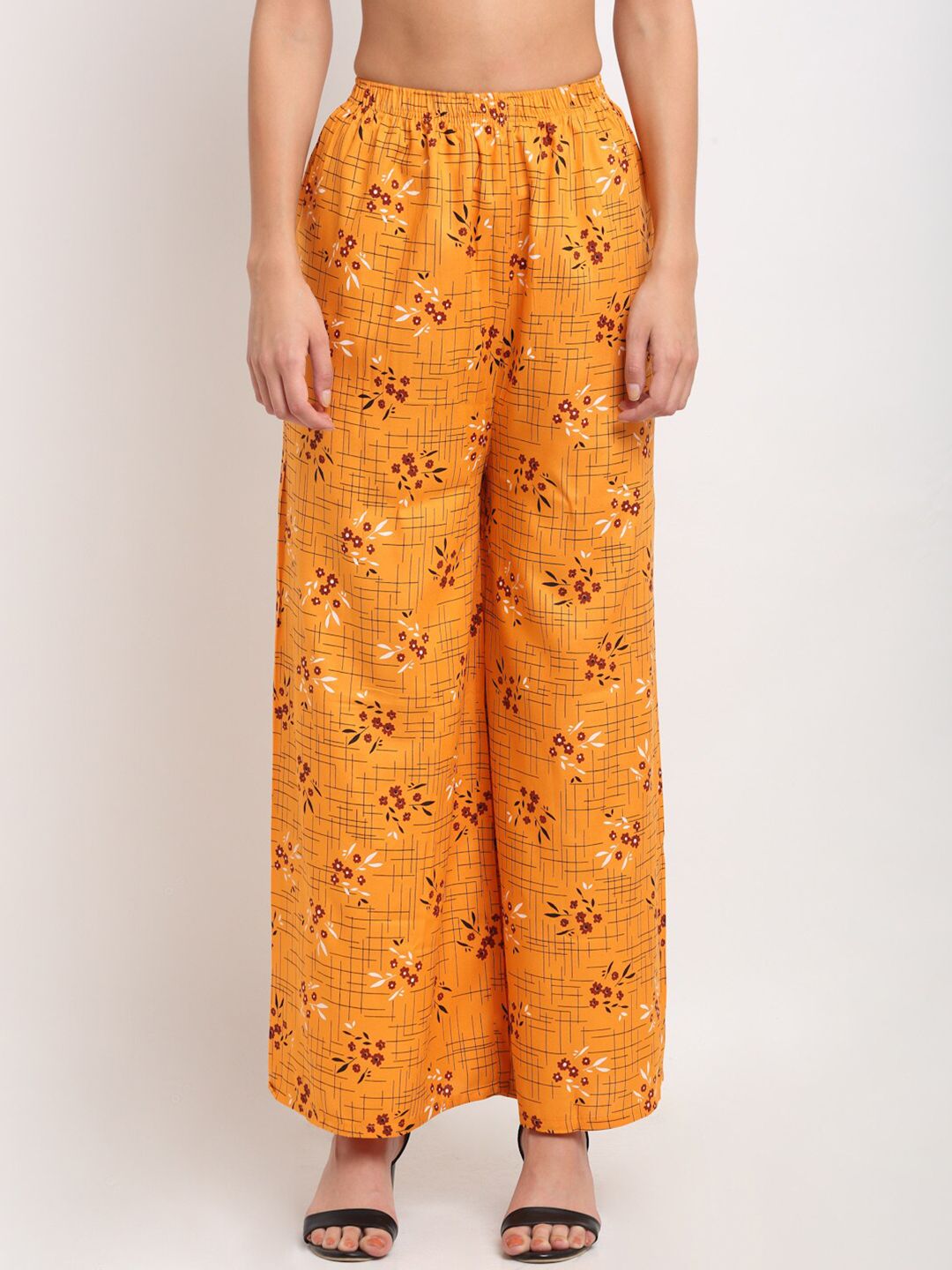 NEUDIS Women Yellow & Red Floral Printed Ethnic Palazzos Price in India