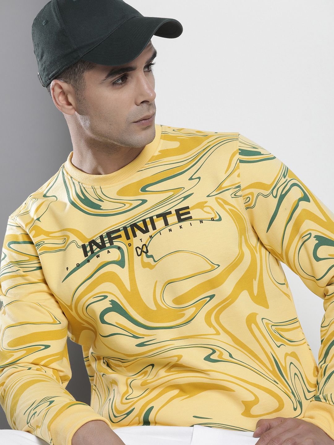 The Indian Garage Co Men Yellow Printed Sweatshirt