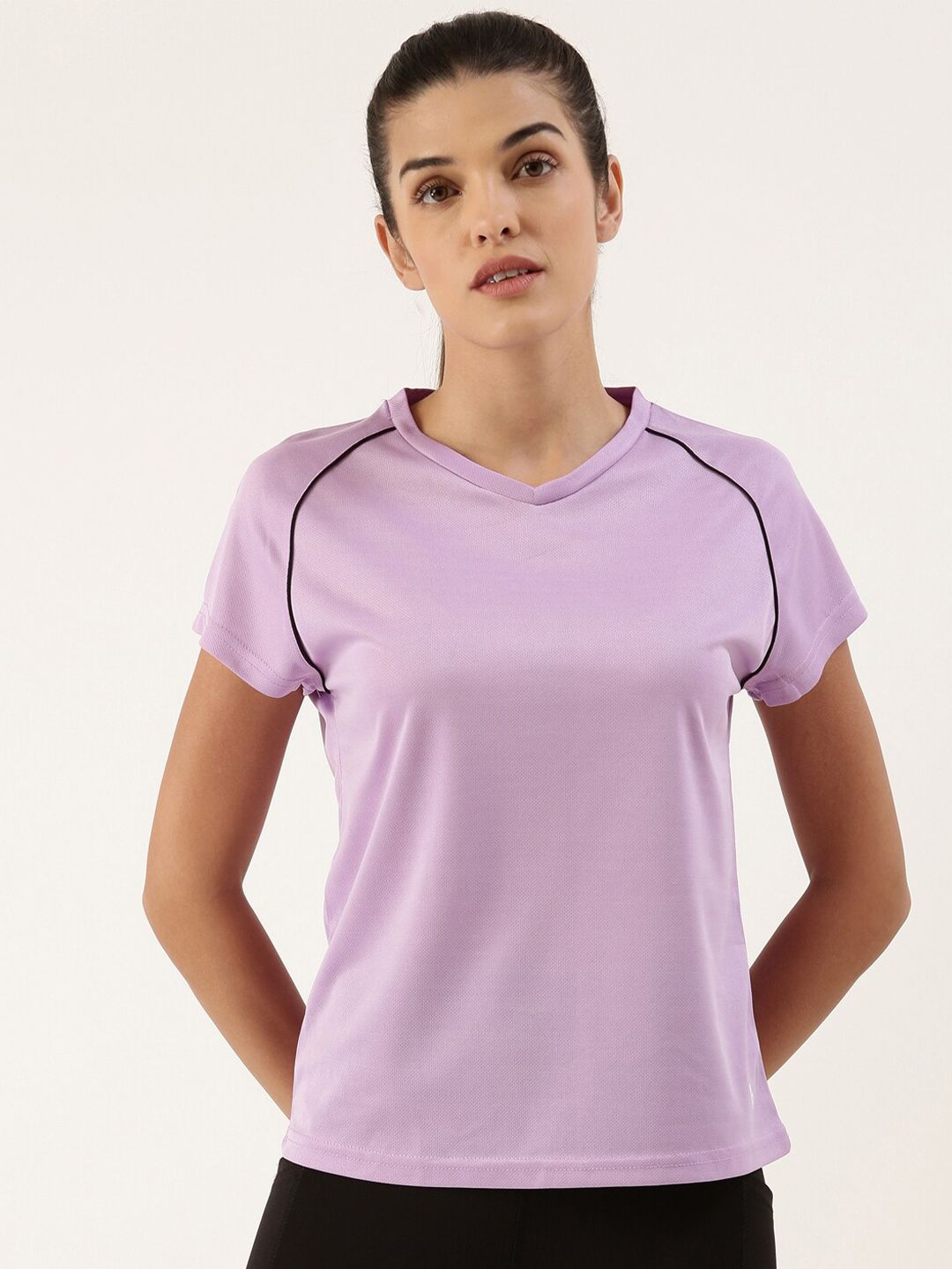 Bannos Swagger Women Purple Anti Static Loose T-shirt Price in India