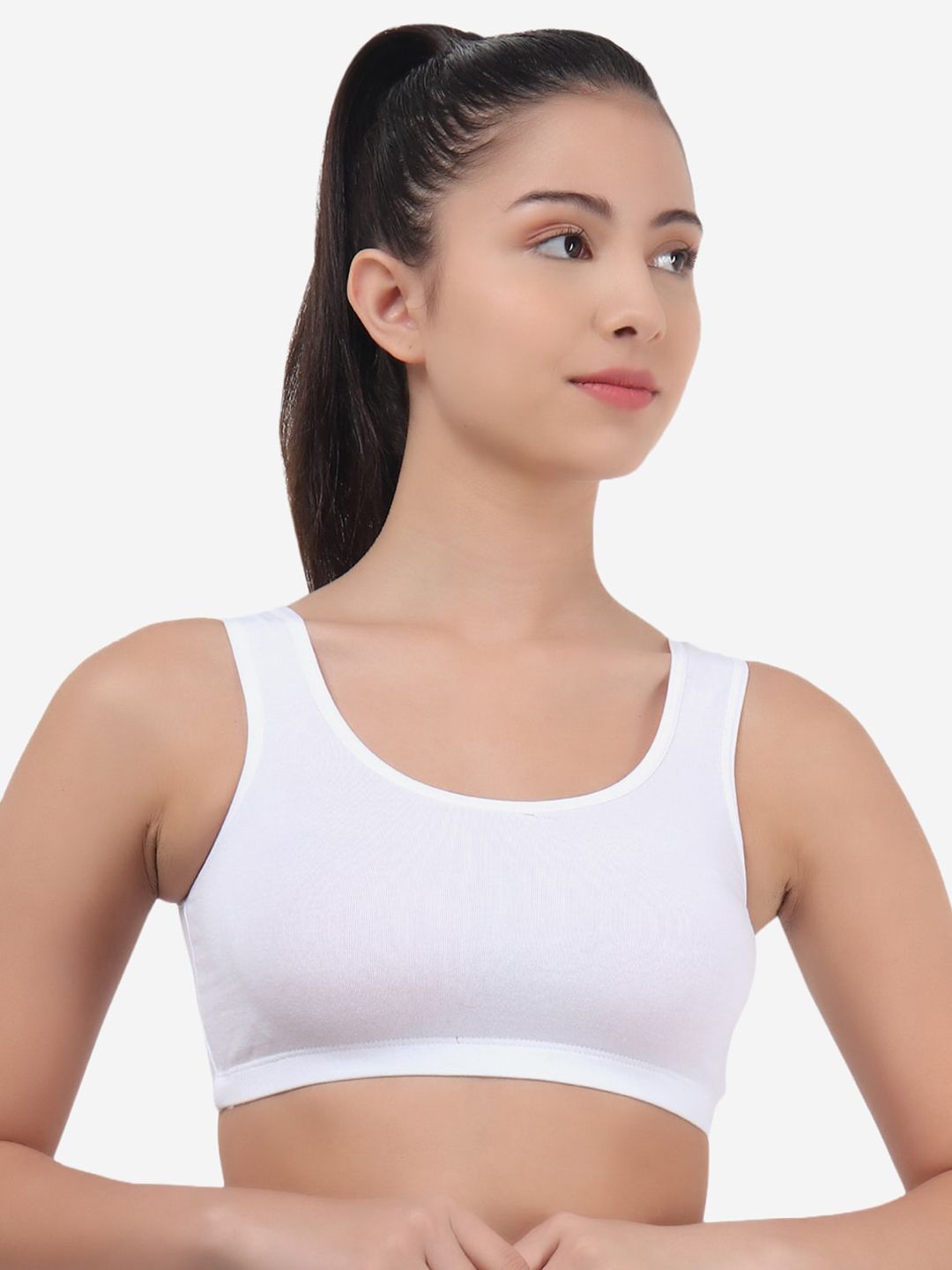 Evalona Women White Cotton Beginners Sports Bra Price in India