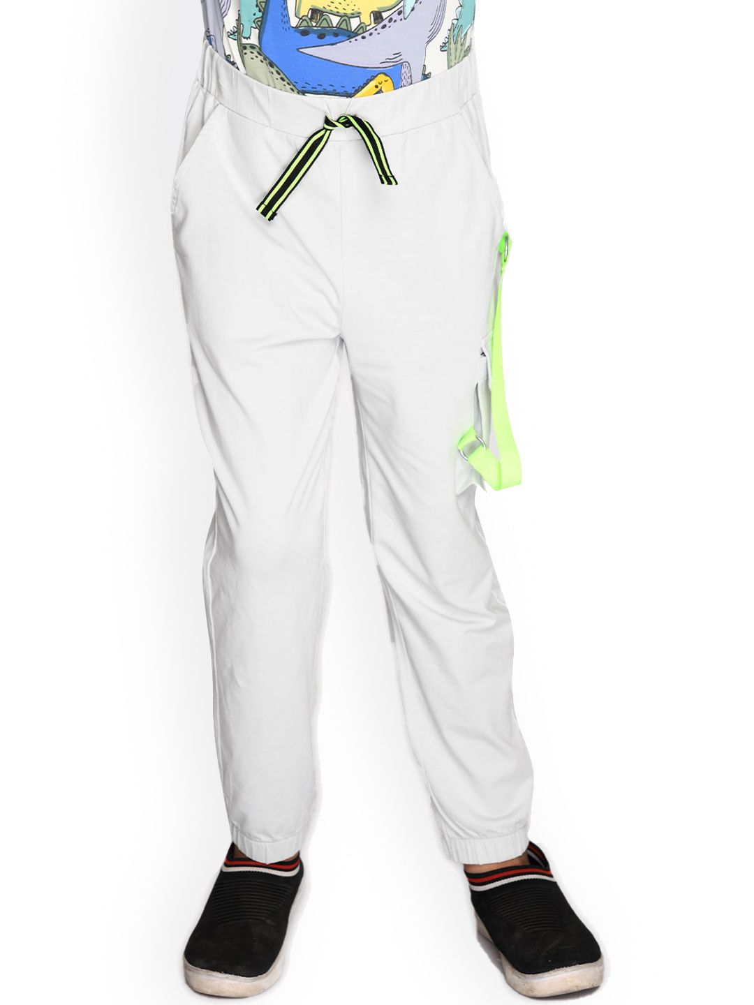SPUNKIES Boys White Solid Joggers