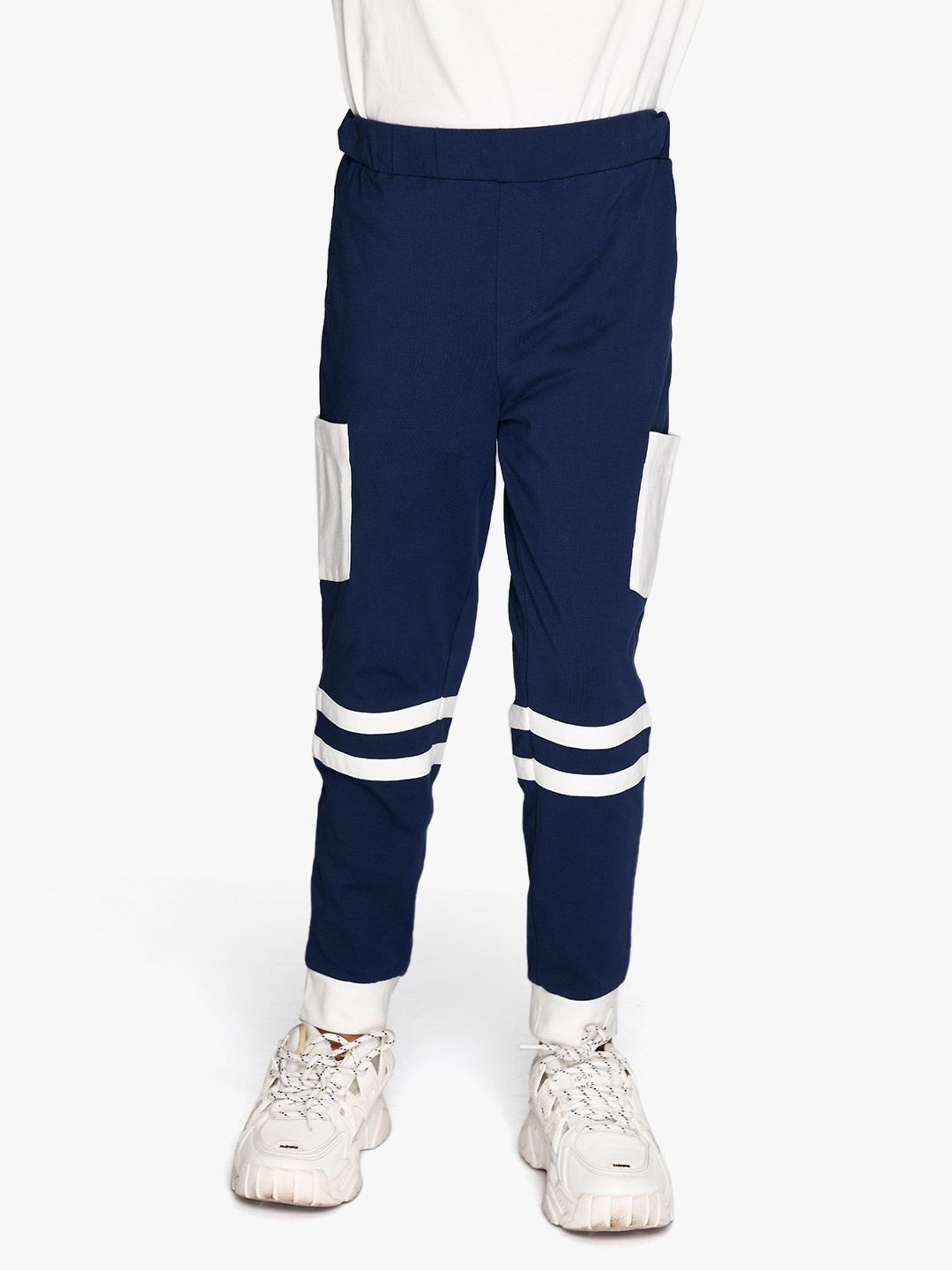 SPUNKIES Boys Navy Blue Solid Organic Cotton Joggers