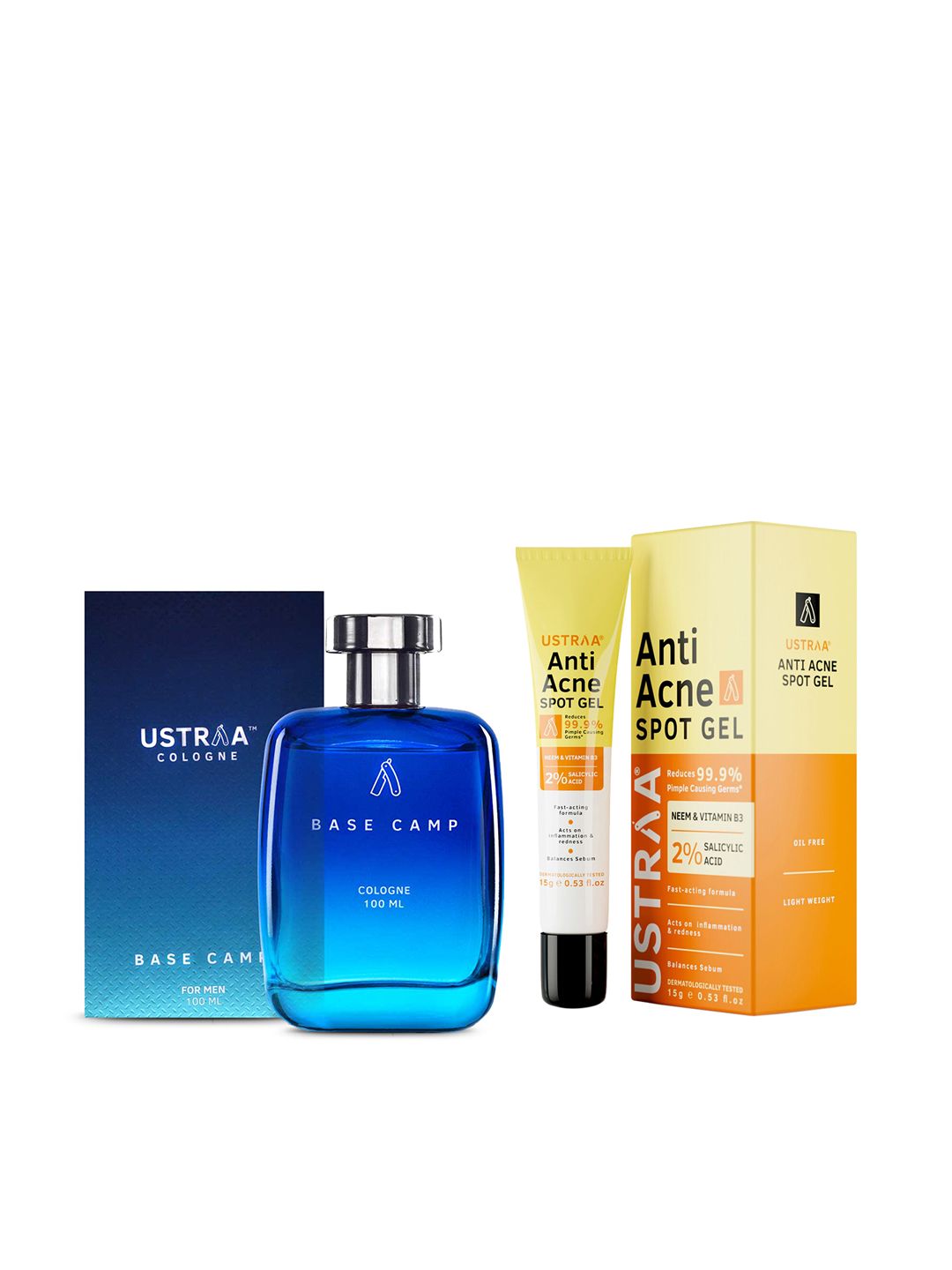 Ustraa Men Base Camp Cologne 100ml with Anti-Acne Spot Gel 15g