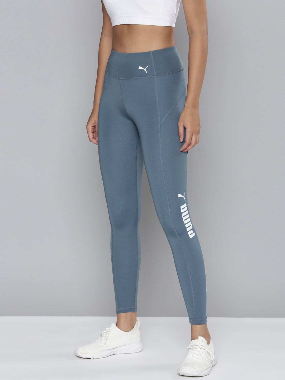 Puma Women Grey Logo Printed dryCELL Train All Day 7/8 Training Tights Price in India