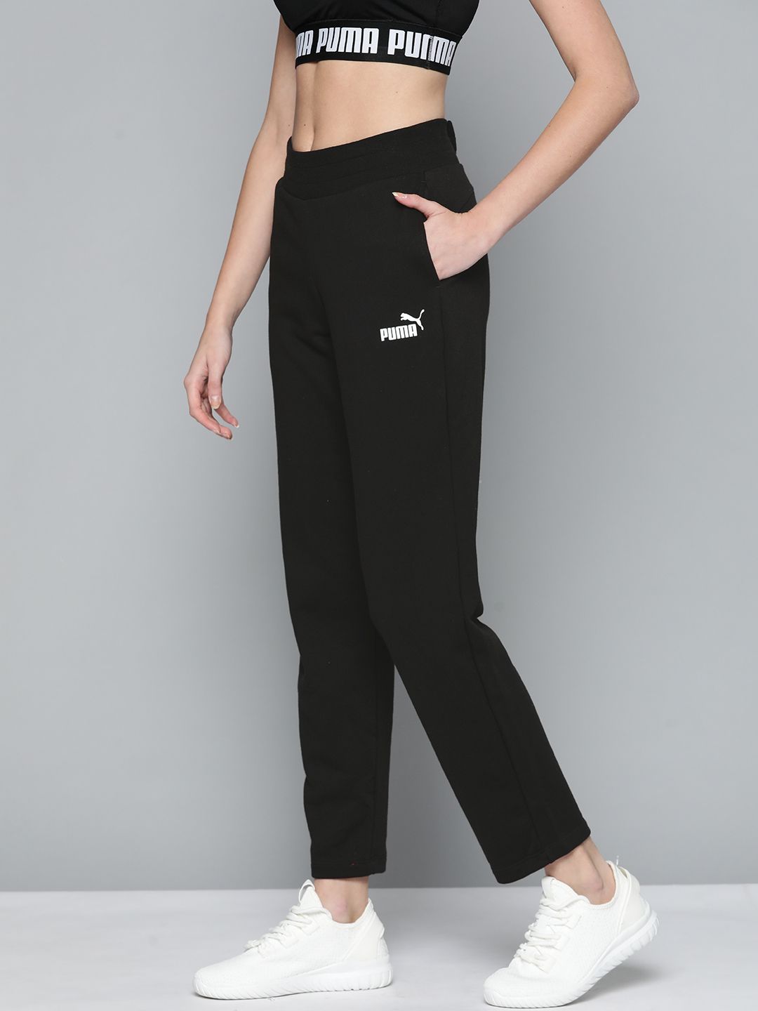Puma Women Black Solid Track Pants Price in India