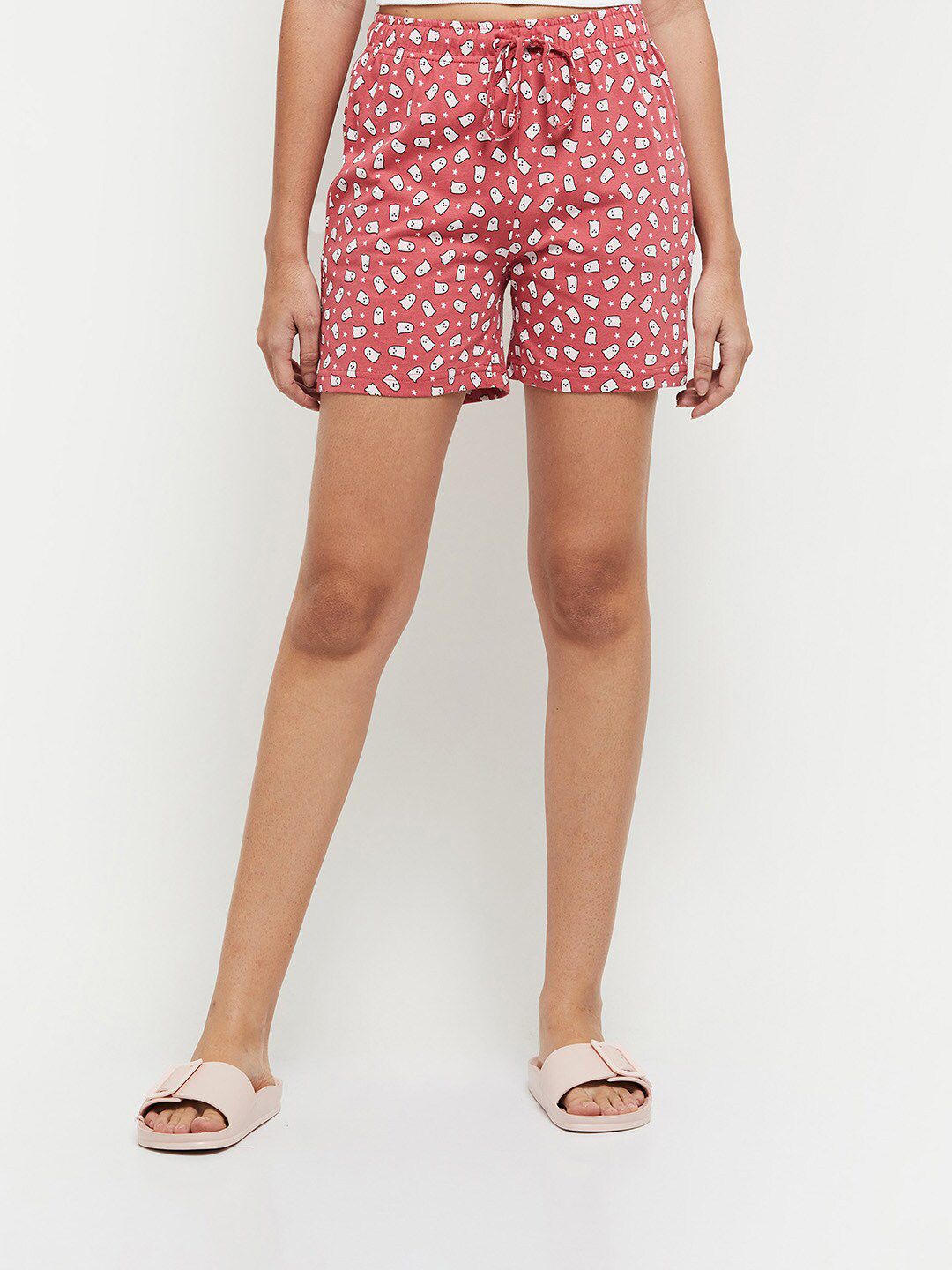 max Women Mauve & Off White Printed Lounge Shorts Price in India
