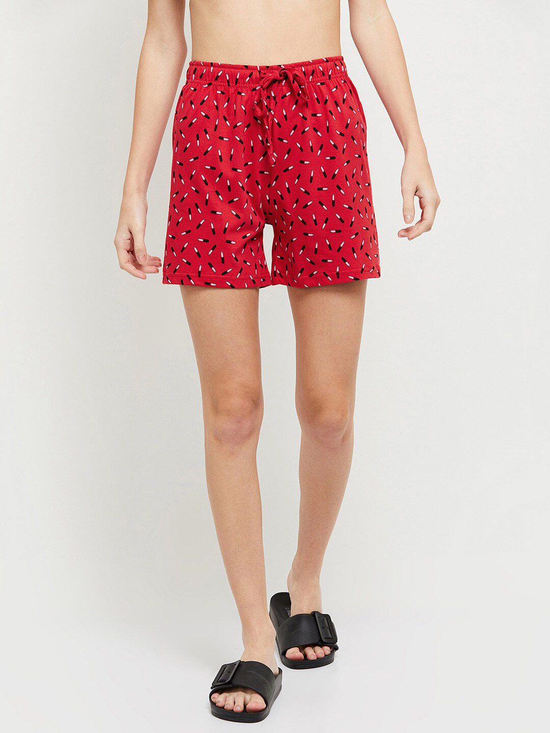max Women Red & Black Printed Lounge Shorts Price in India