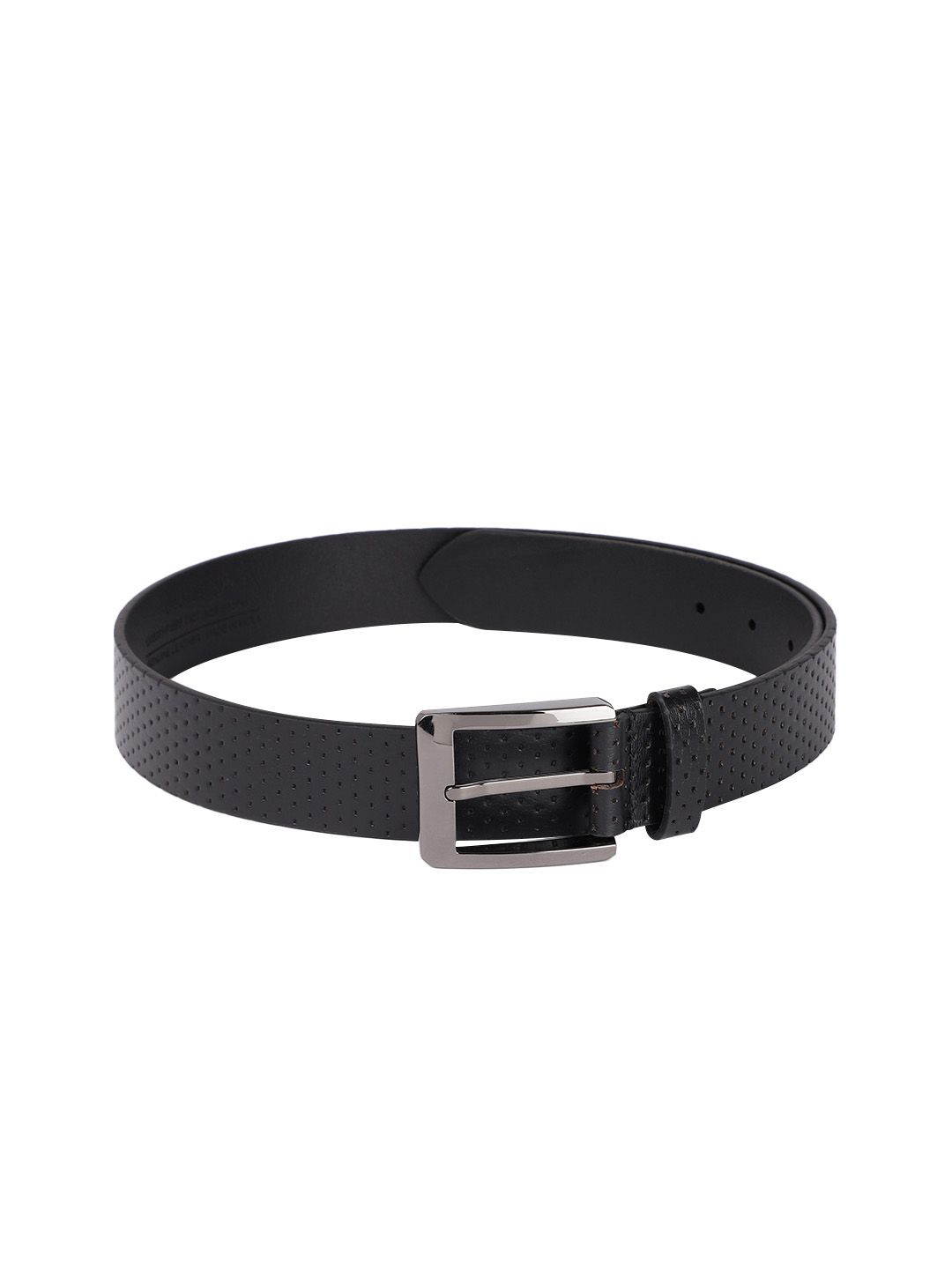 Louis Philippe Men Black Textured Leather Belt