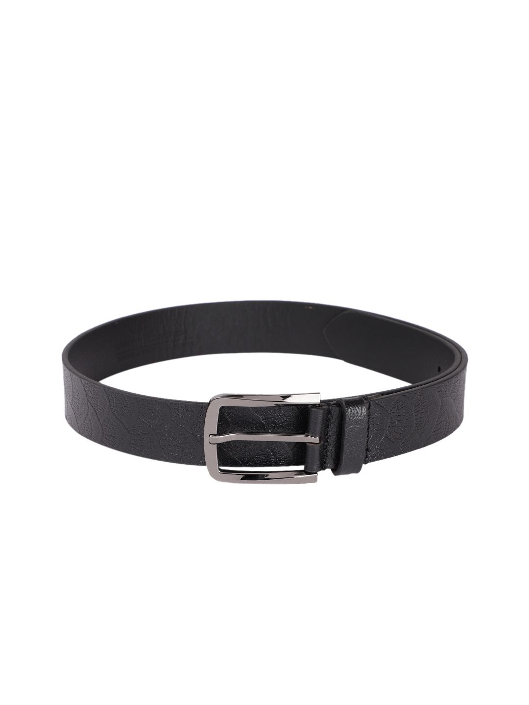 Louis Philippe Men Black Textured Leather Belt
