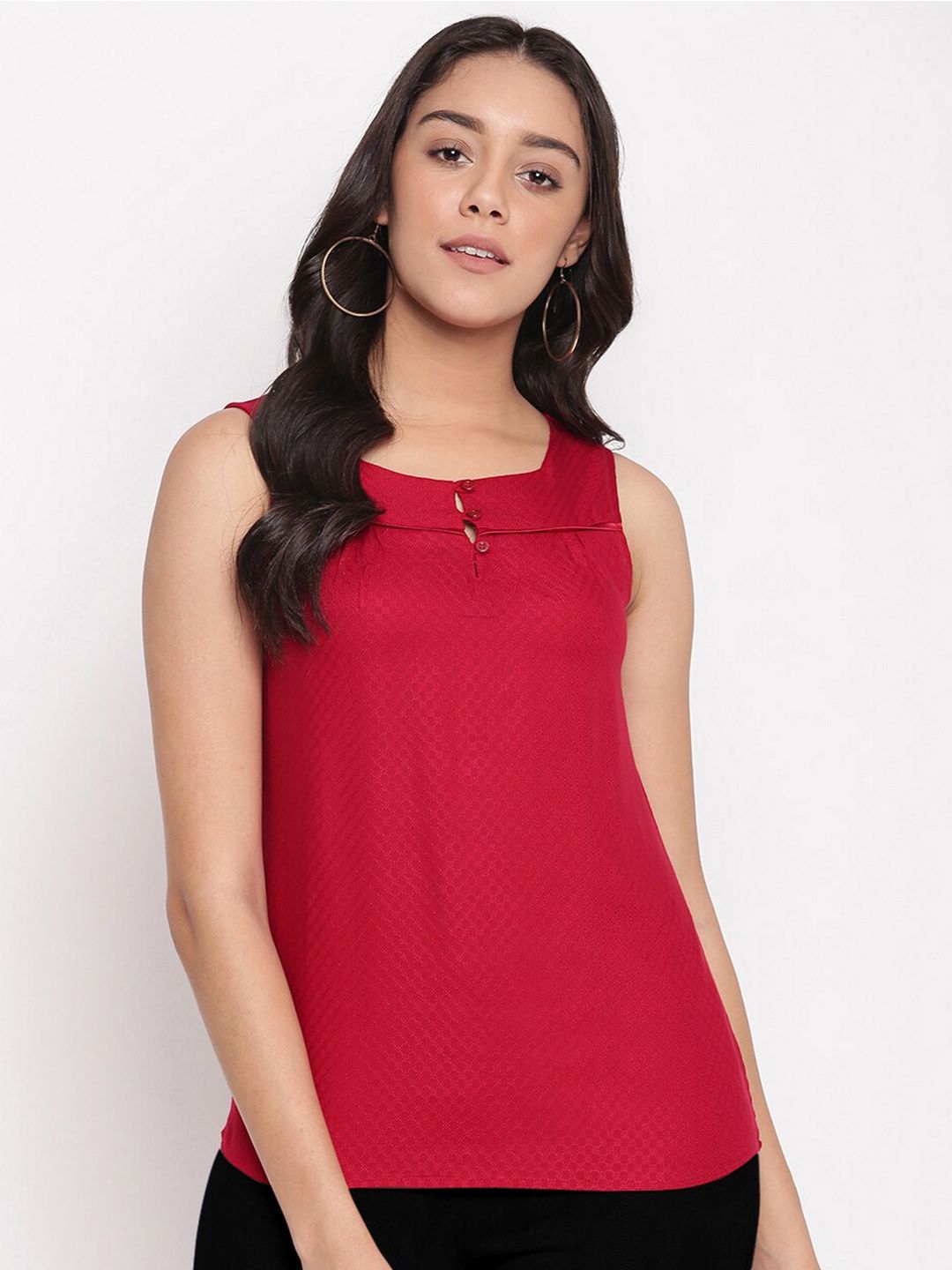 Miss Grace Women  Red Self Design Top Price in India