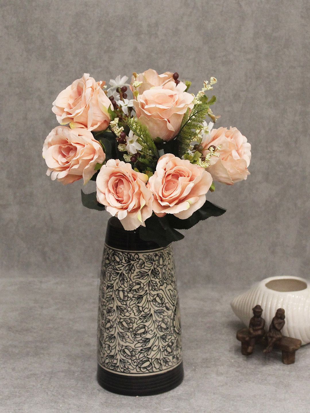 PolliNation Peach-Colored Rose Flower Bunch Without Pot Price in India