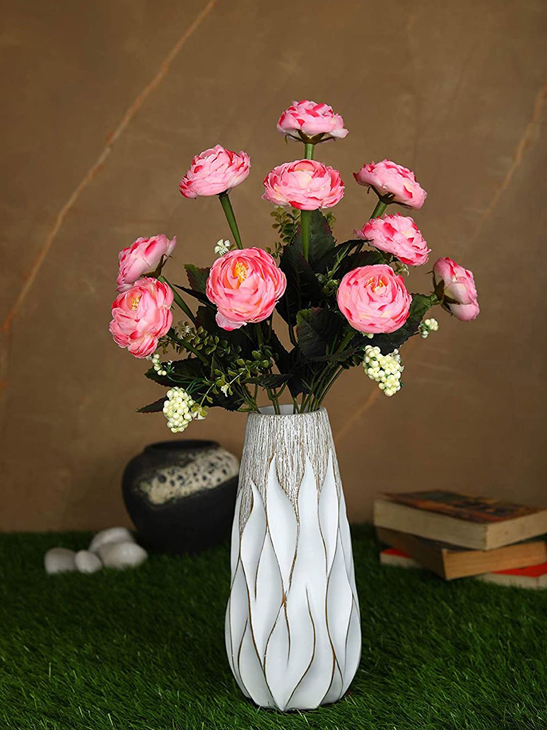 PolliNation Pink Peony Artificial Flowers Without Pot Price in India