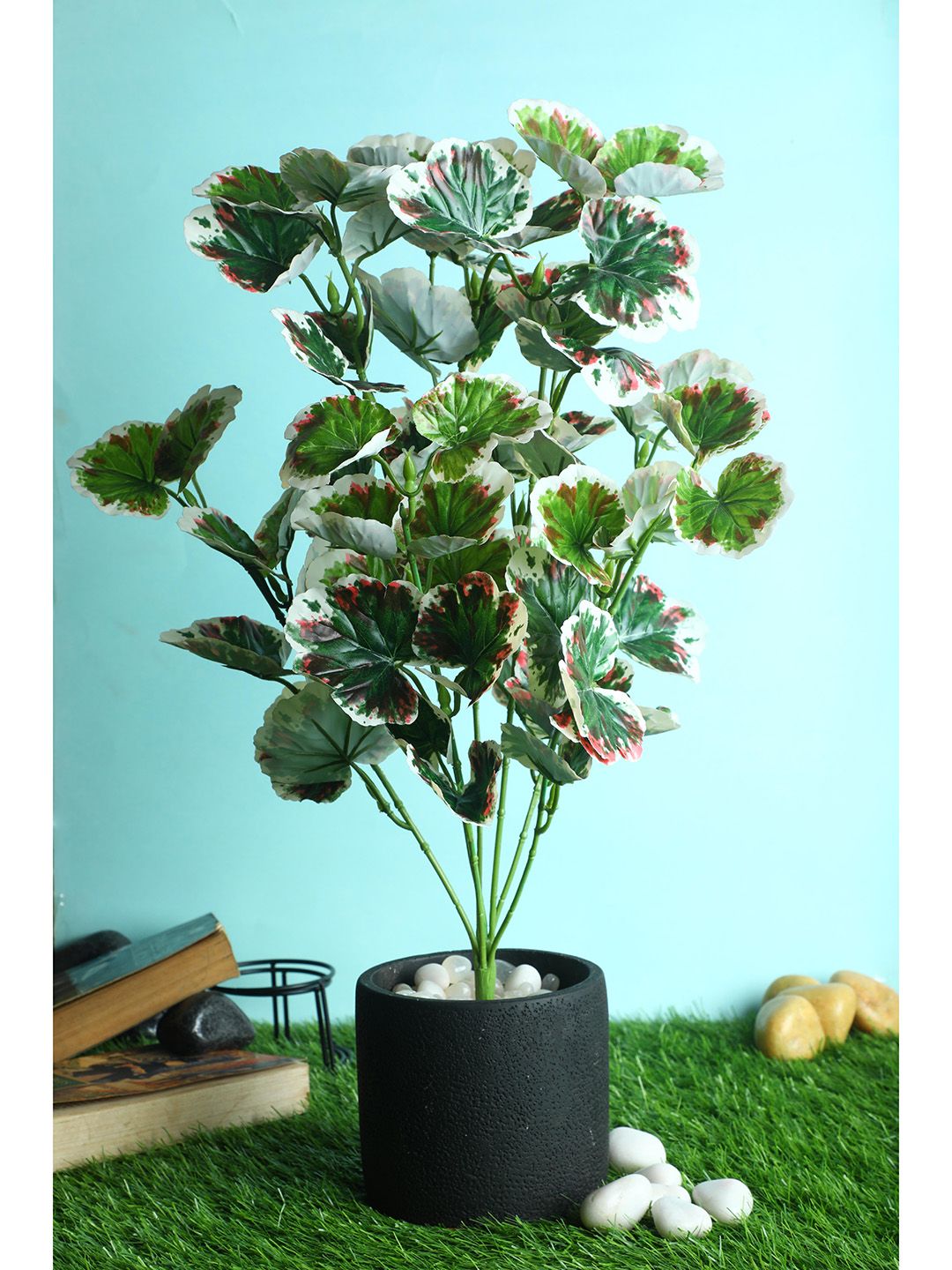 PolliNation White & Green Tropical Begonia Artificial Plant Price in India