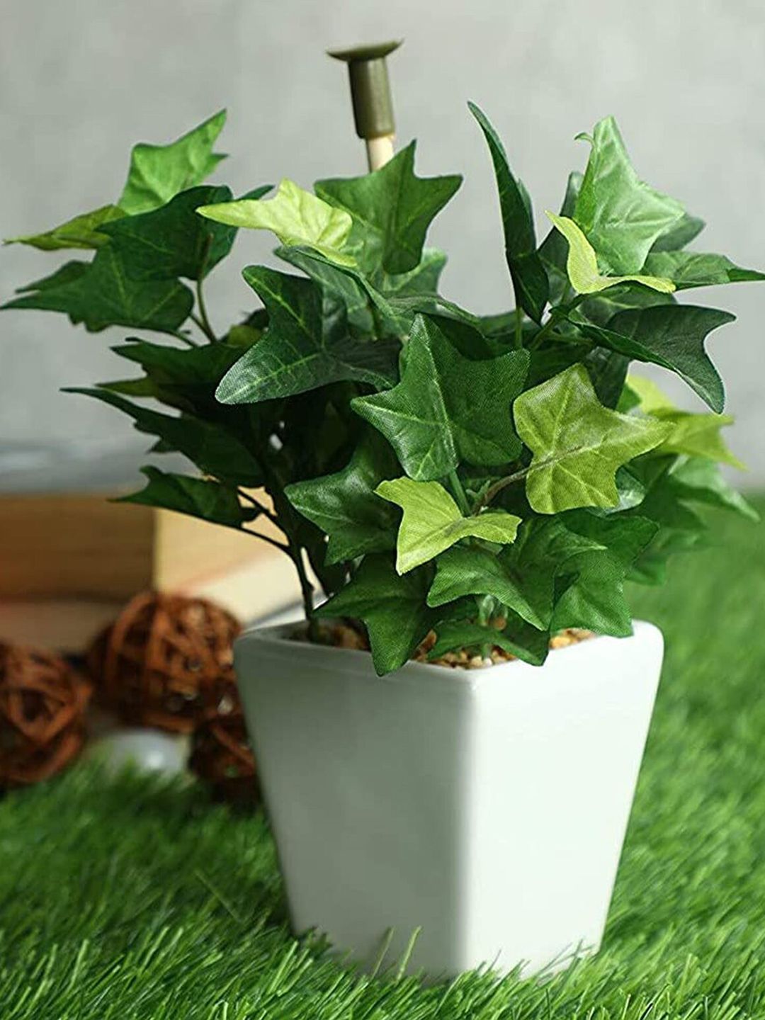 PolliNation Green & White Bonsai Artificial Plant With Ceramic Pot Price in India