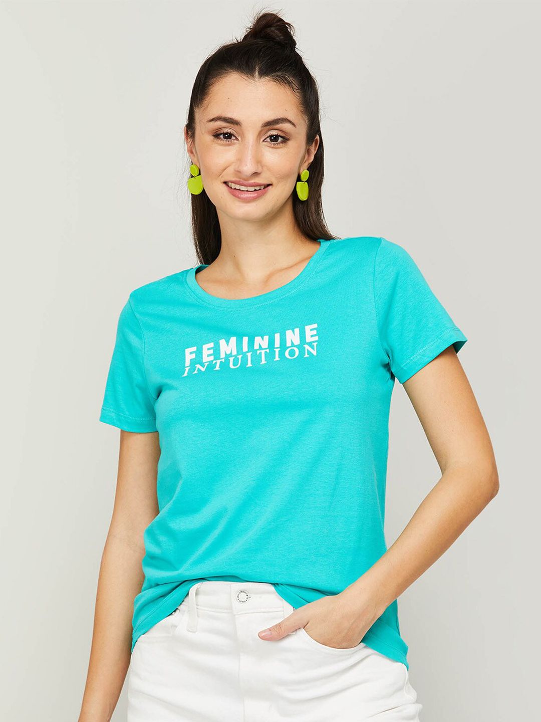Fame Forever by Lifestyle Women Blue Print Cotton Top Price in India