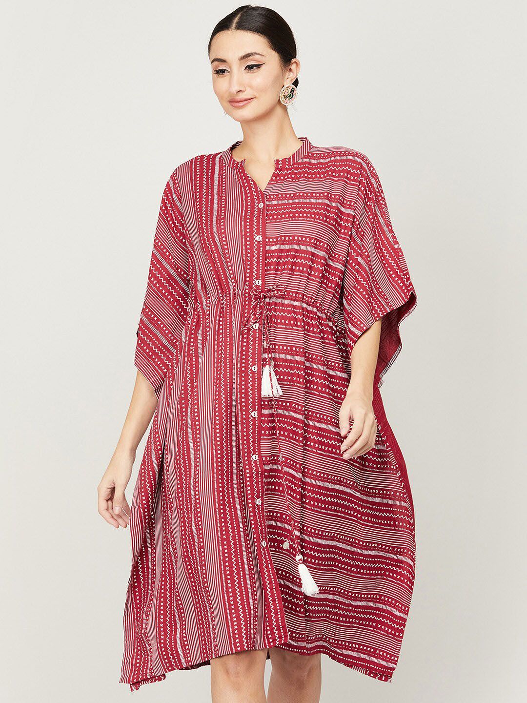 Colour Me by Melange Red Striped Kaftan Dress Price in India