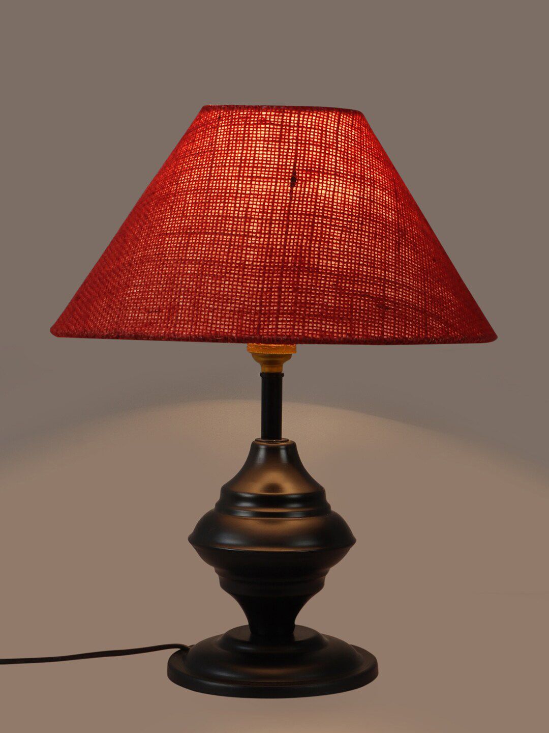 foziq Black And Orange Solid Table Lamp Price in India