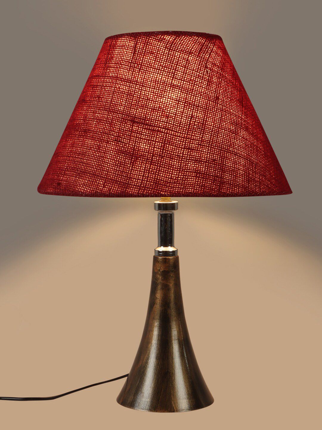 foziq Copper-Coloured & Red Solid Table Lamps Price in India