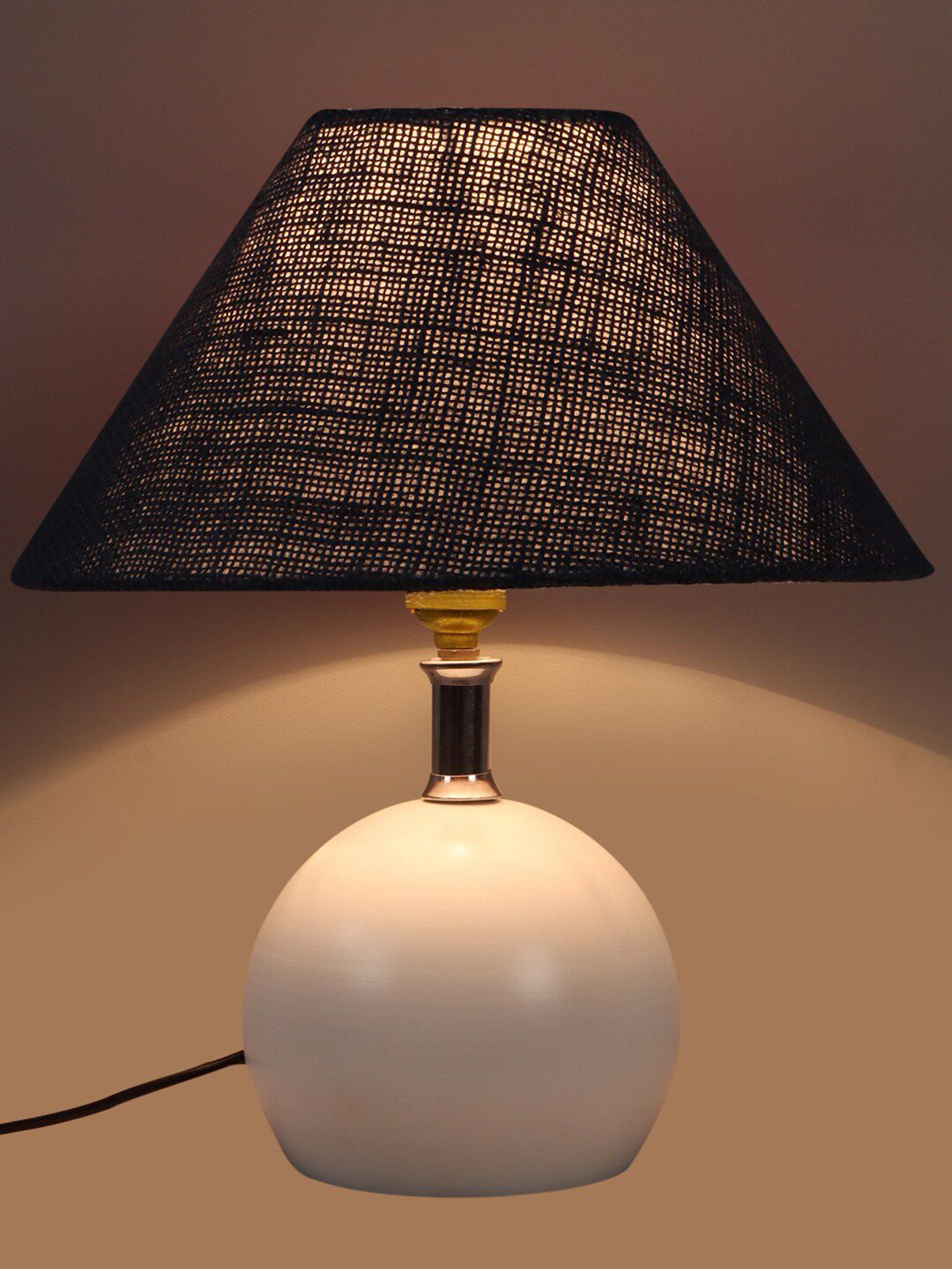 foziq White & Grey Solid Table Lamps With Shade Price in India