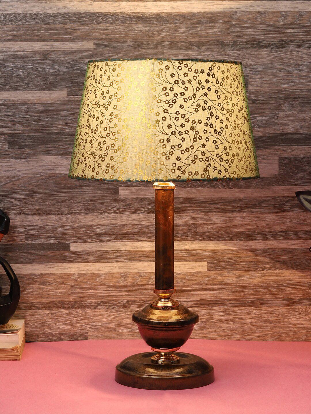 foziq  Copper-Toned Printed Table Lamp Price in India