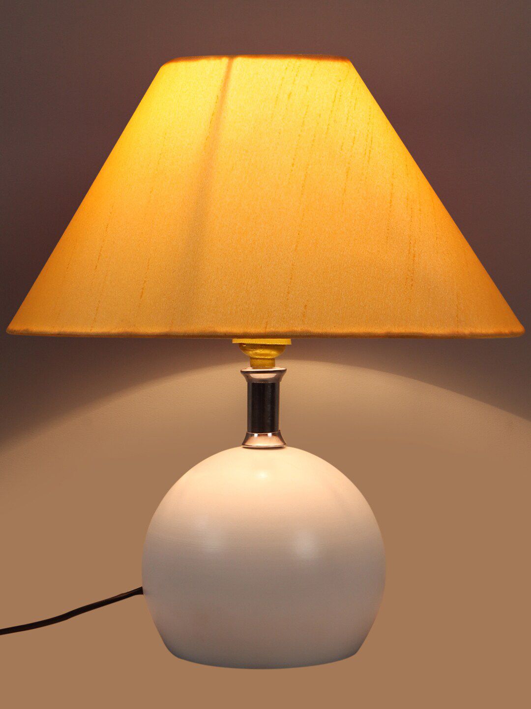 foziq White & Yellow Solid Metal Table Lamps Price in India