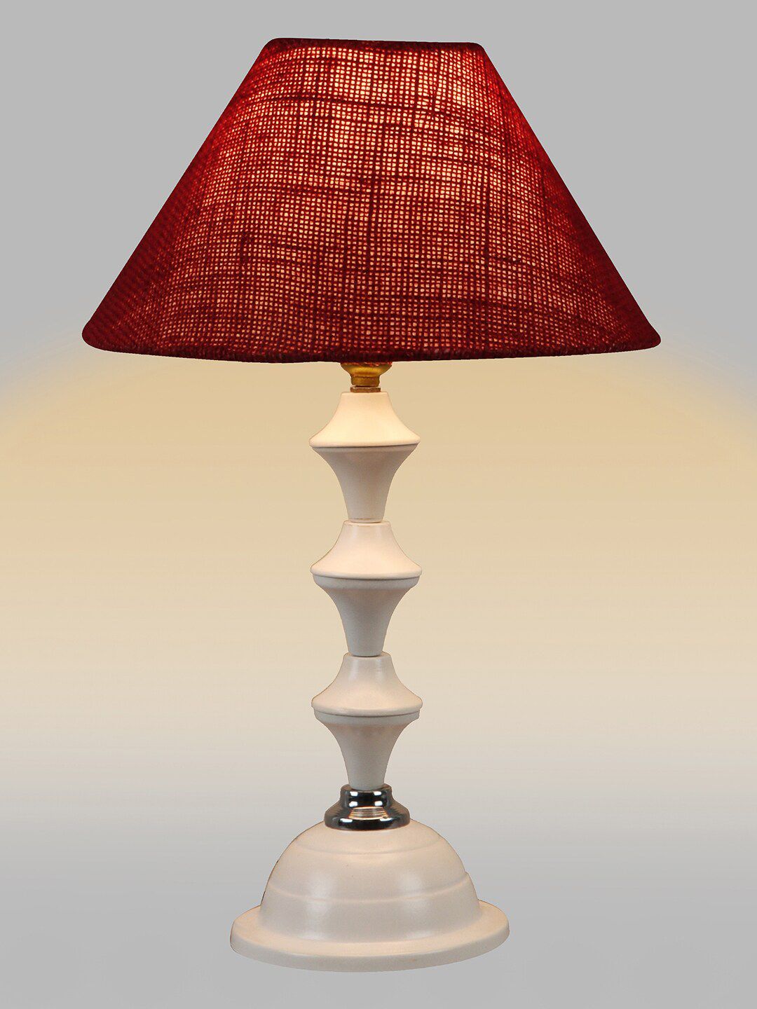 foziq White & Red Textured Table Lamps With Shade Price in India