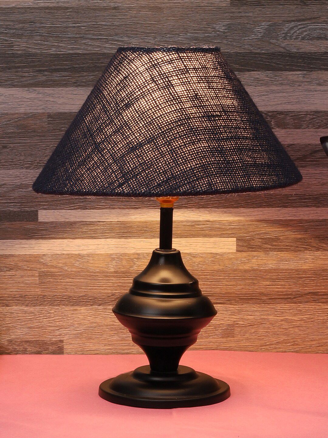 foziq Black & Blue Textured Table Lamps Price in India